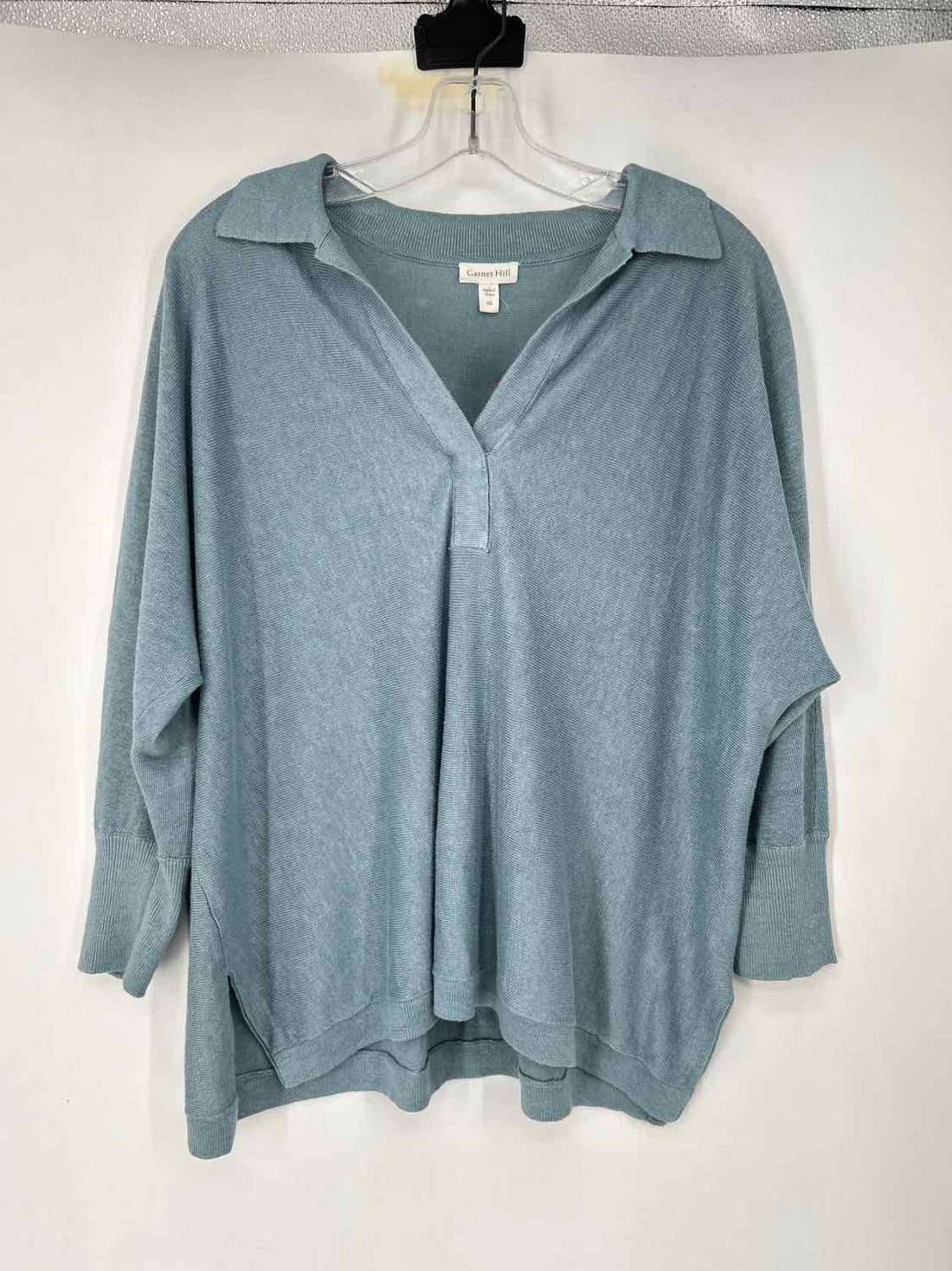 Garnet Hill Size XS Dusty Blue Linen 100% Long Sleeve