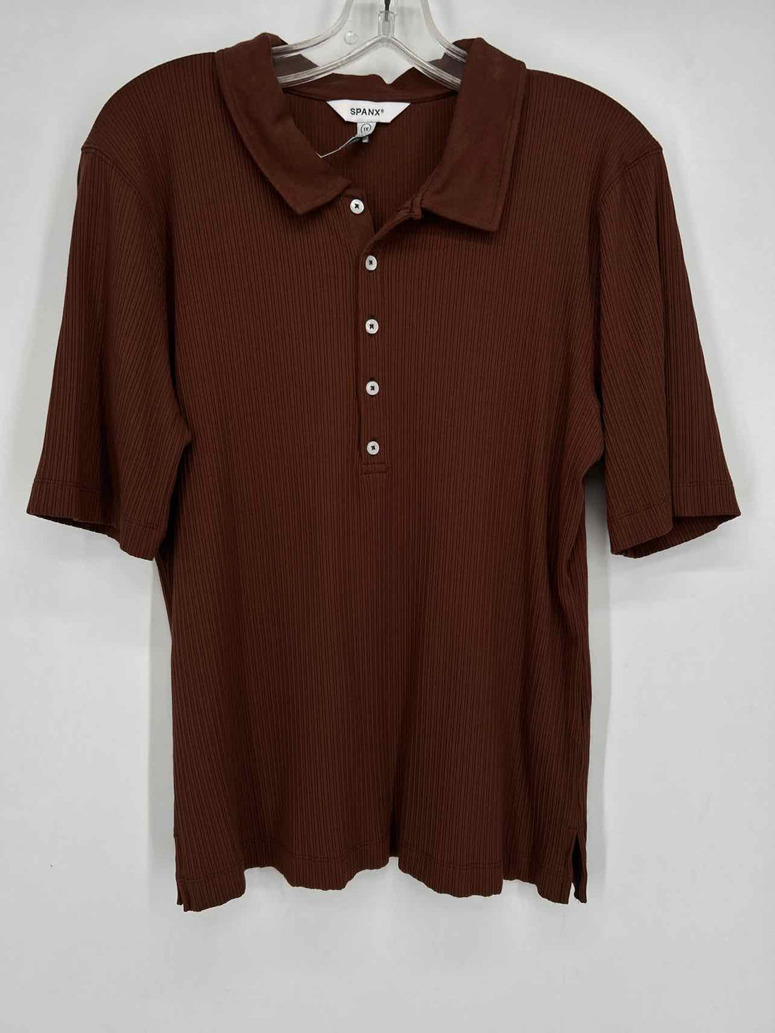 Spanx Size 1X Brown Short Sleeve Top/Blouse