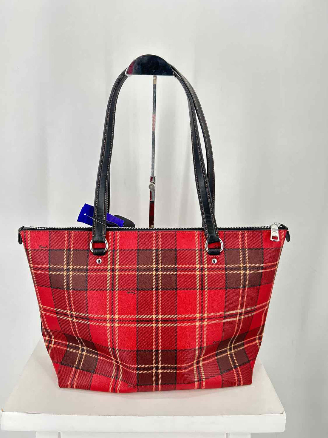 Coach Gallery Red Plaid Tote