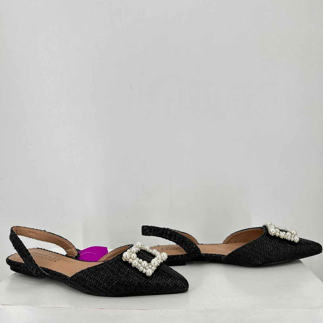 Journee Collection Women Size 8 Black & Beige New Faux Pearl Sling Back