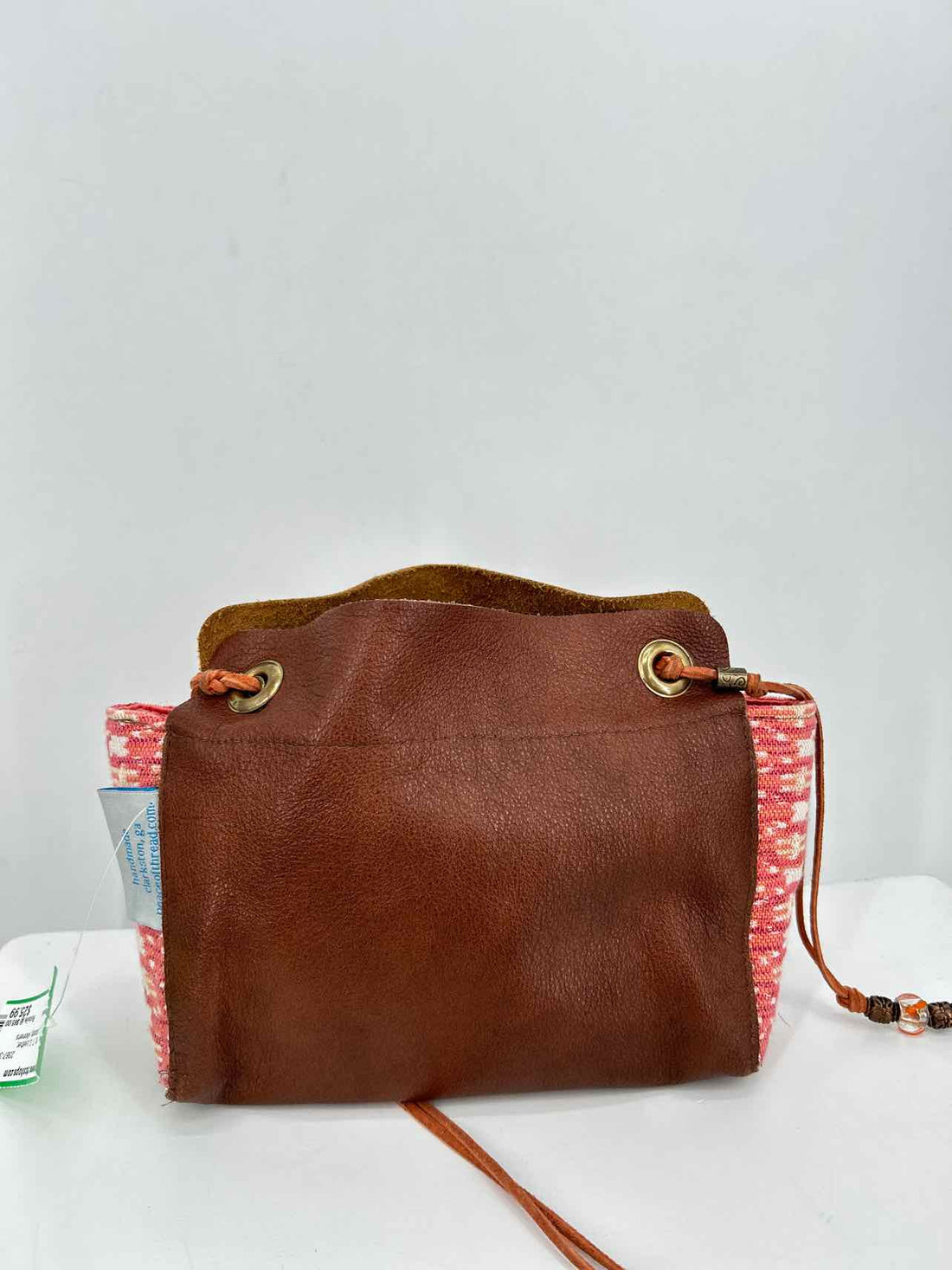 Peace of Thread Brown & Pink Leather Handmade Crossbody