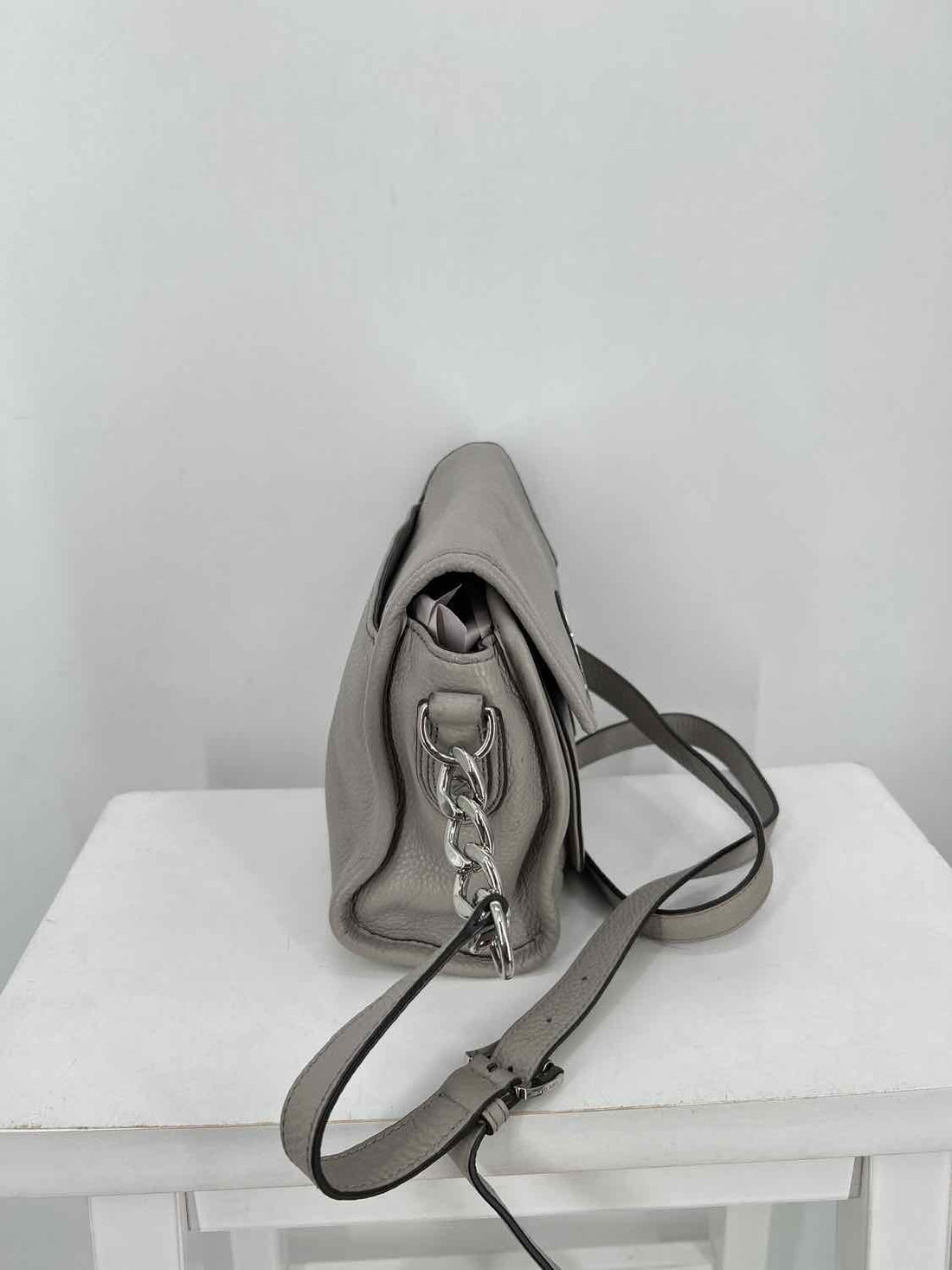 Michael Kors Light Gray Leather Pre Owned Crossbody