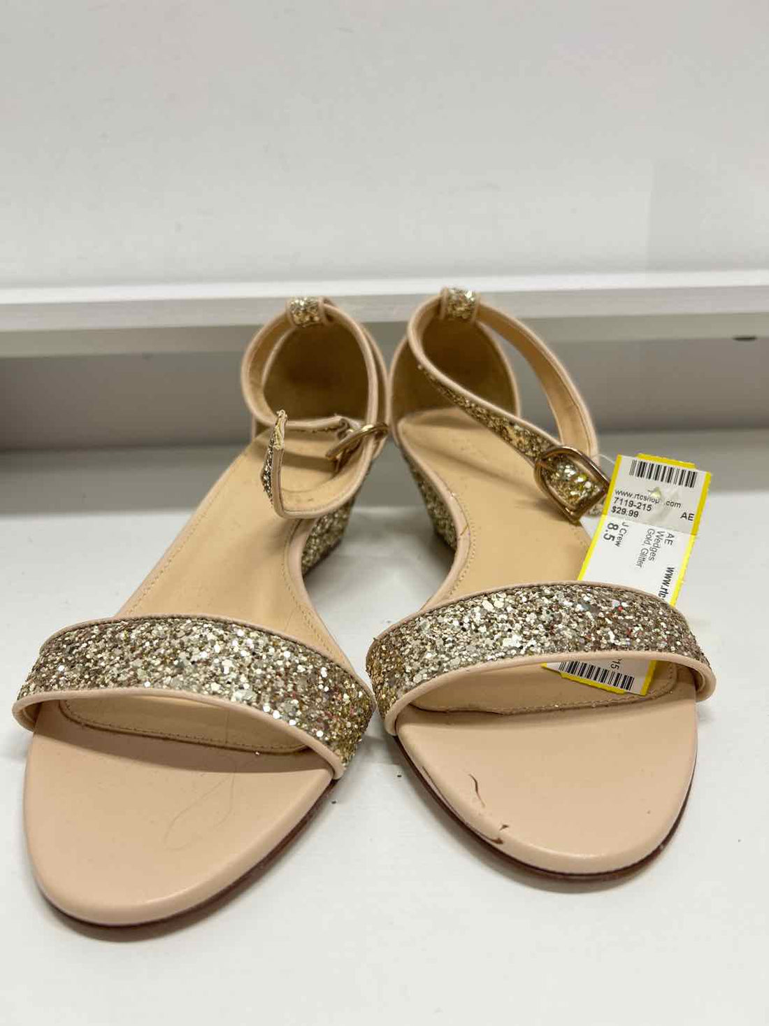 J Crew Women Size 8.5 Gold Glitter Wedges
