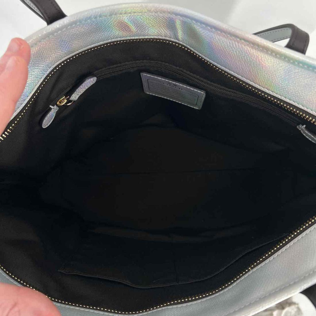 Coach RARE Silver Hologram Rainbow Holographic Genuine Leather NWT City Tote