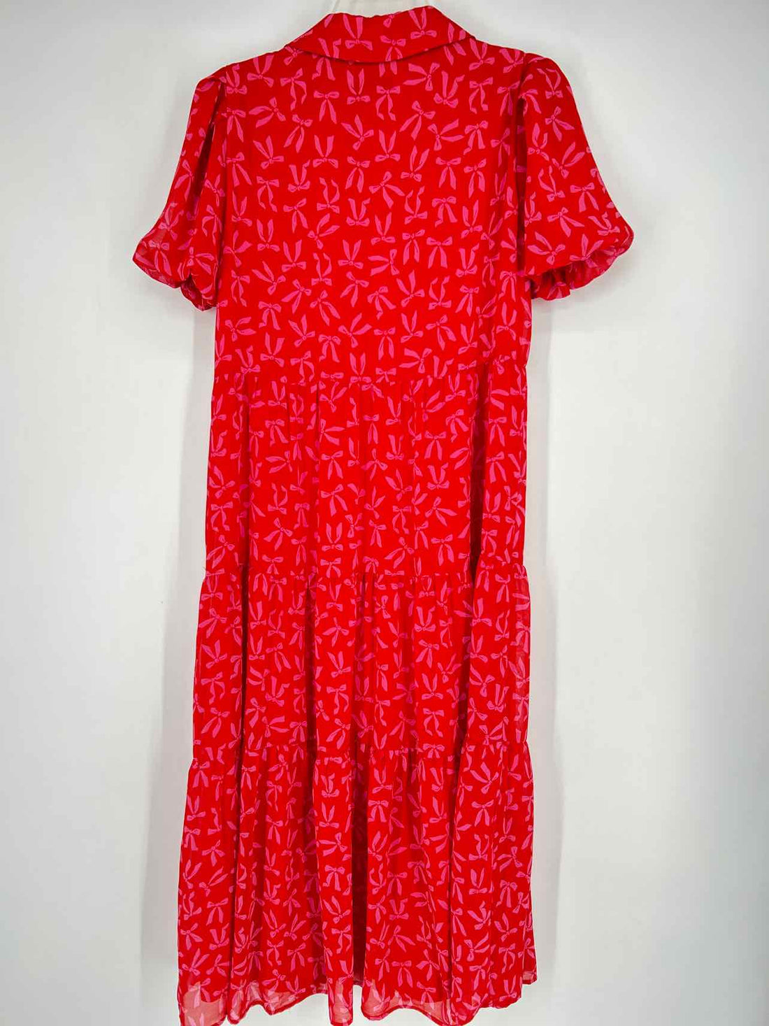 CeCe Size S Red & Pink Print Short Sleeve Dress