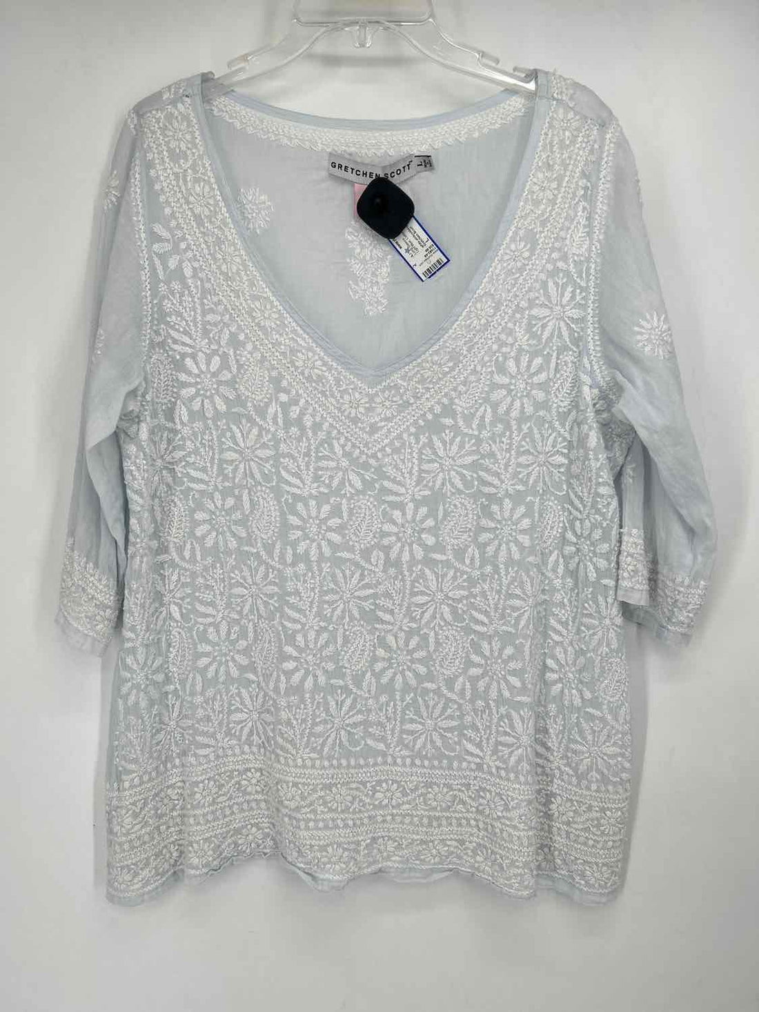Gretchen Scott Size L Light Blue Cotton 100% Long Sleeve