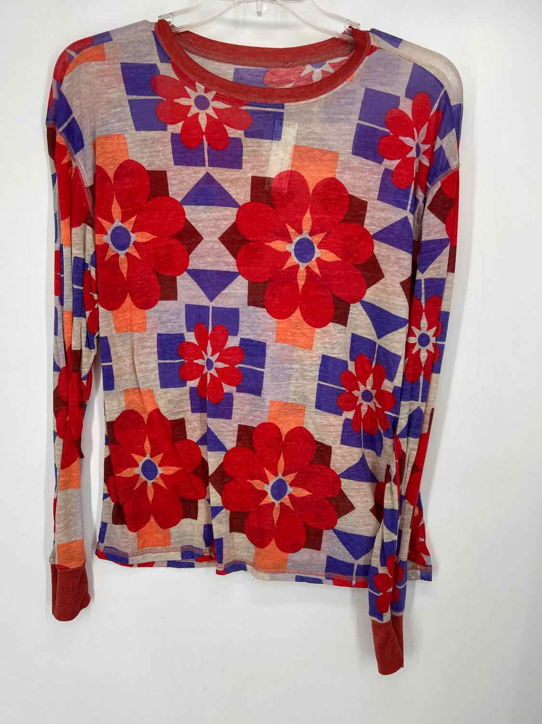 FP Movement Size S Red Purple & Orange Print Long Sleeve
