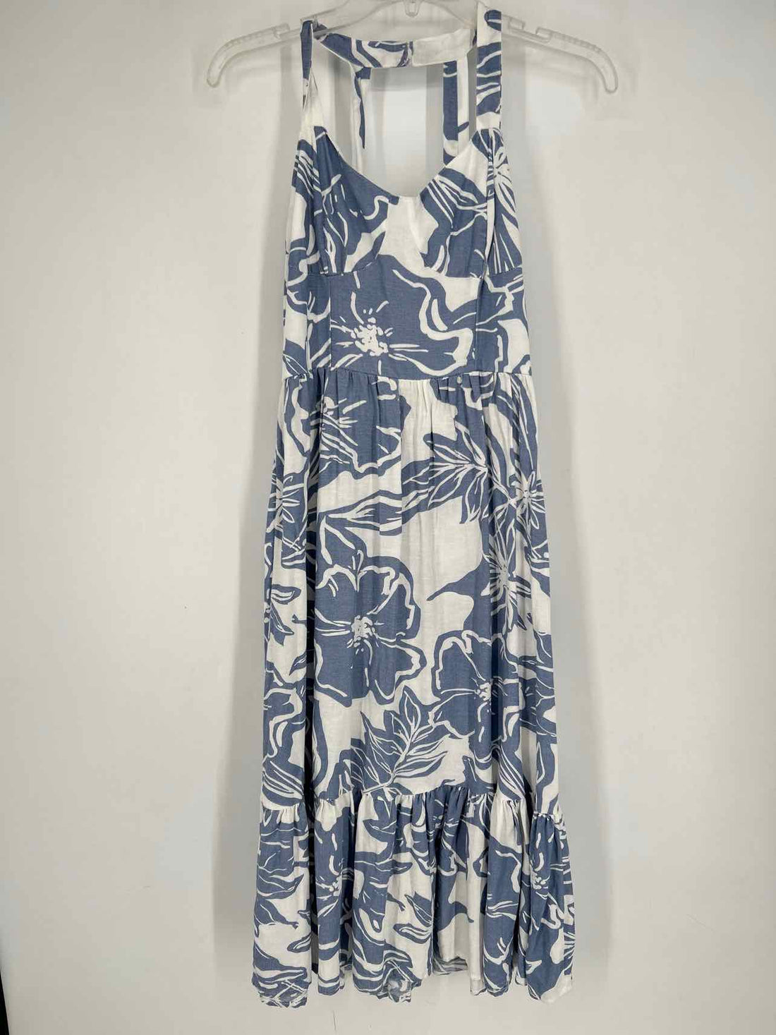 Jessica Simpson Size S White & Blue Floral Sleeveless Dress