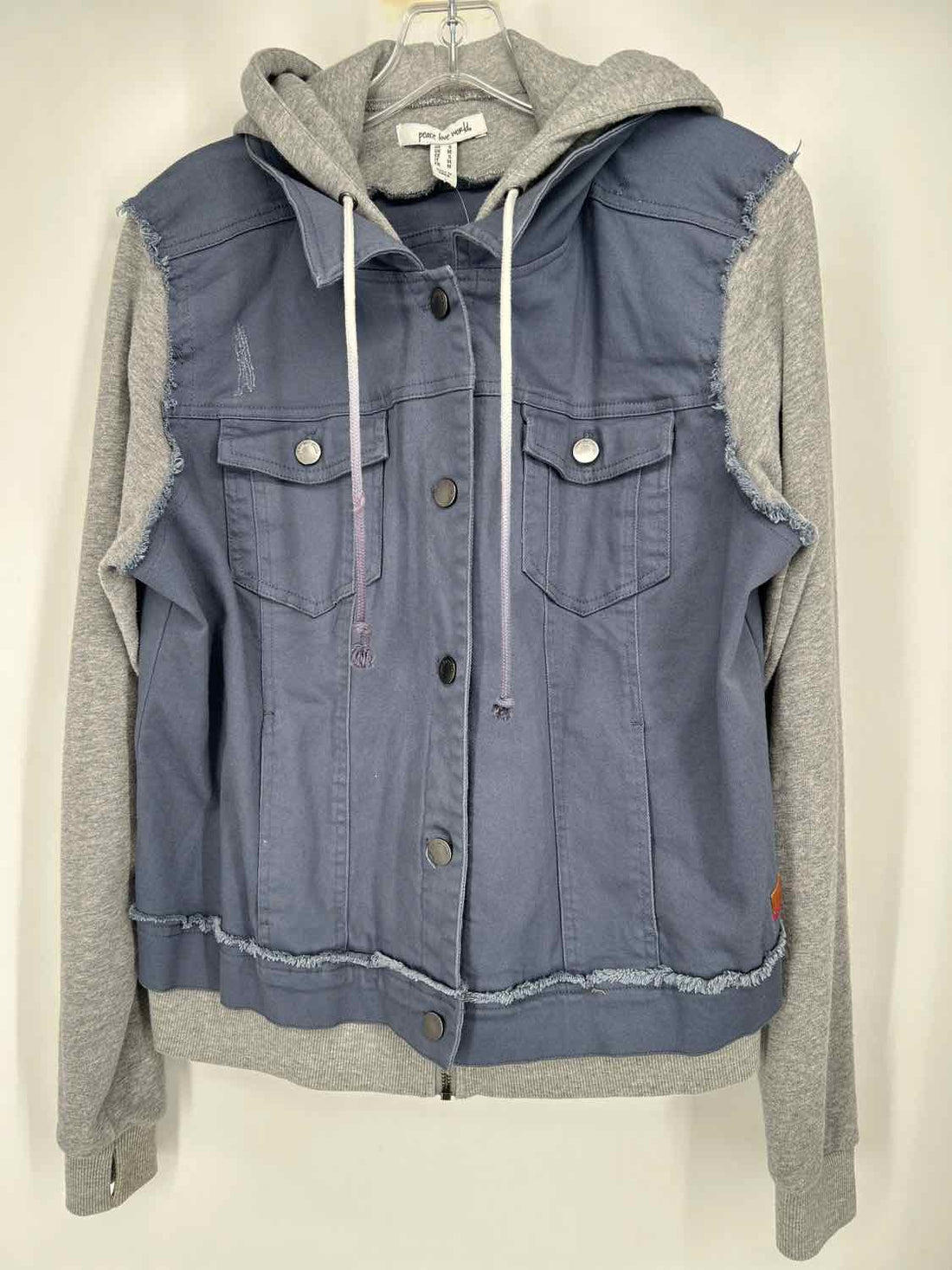 Peace Love World Size S Gray & Blue Jacket