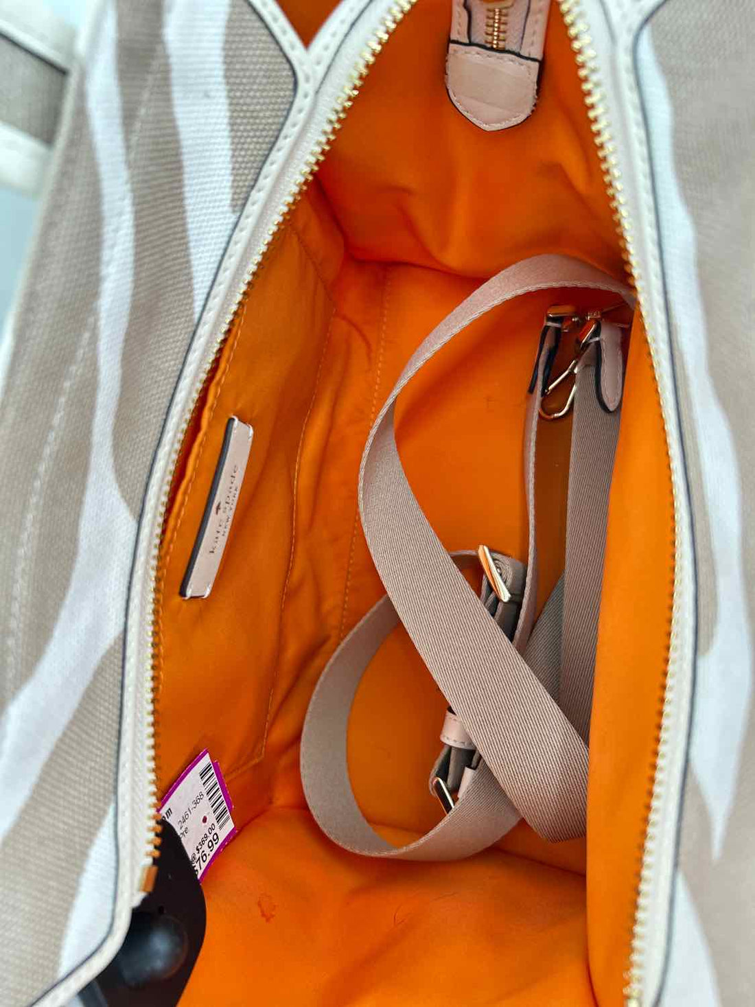 Kate Spade Beige Zebra Canvas Pre Owned Satchel
