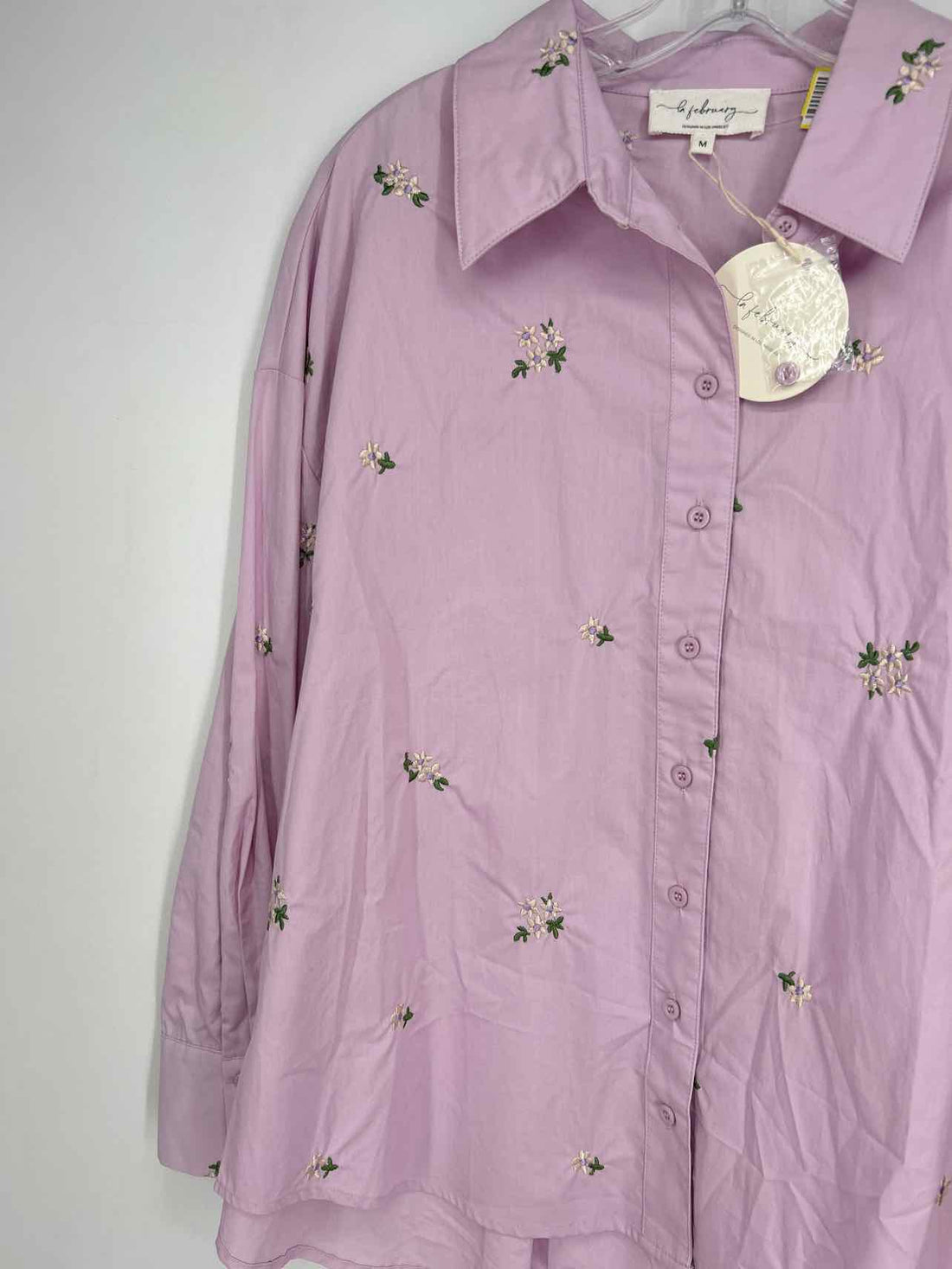 In February Size M Light Purple Embroidered NWT Long Sleeve