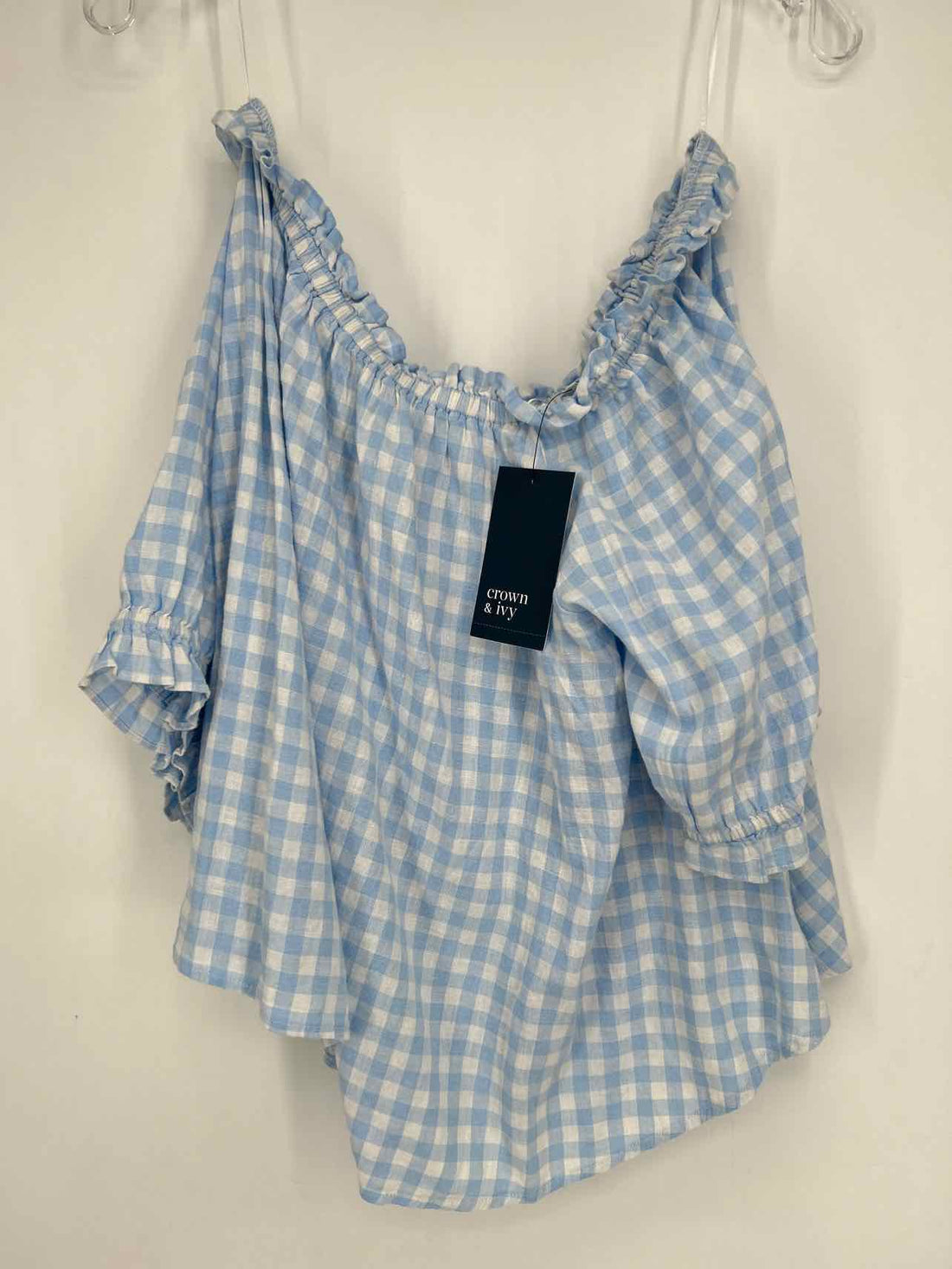 Crown & Ivy Size XXL Blue & White Gingham NWT Short Sleeve
