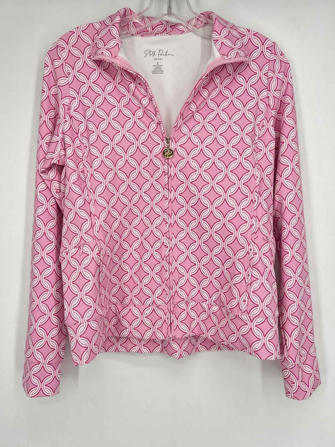 Stella Parker Sport Size S Pink & White Print Active Jacket