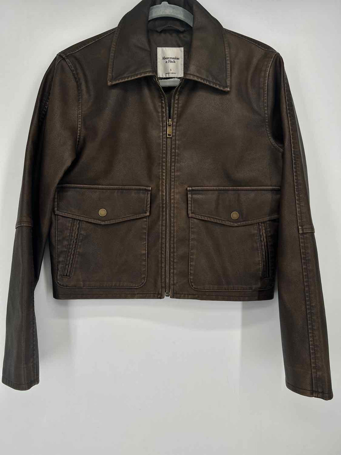 Abercrombie & Fitch Size S Brown Vegan Leather Jacket