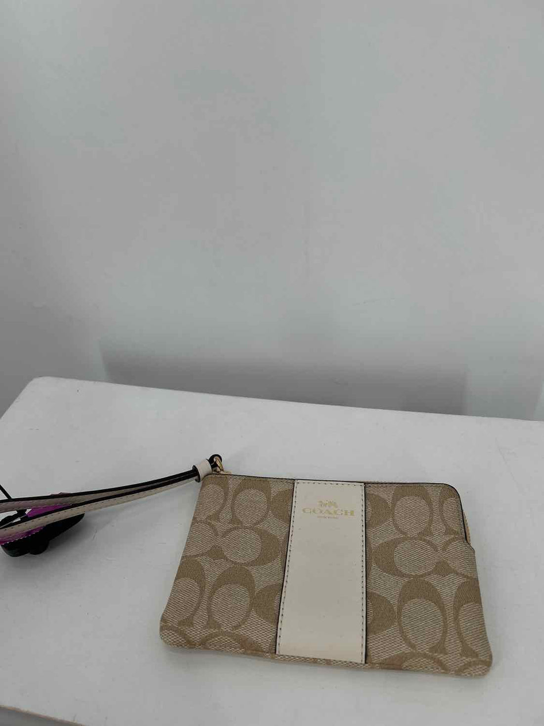 Coach Beige & White Coated Canvas Wallet