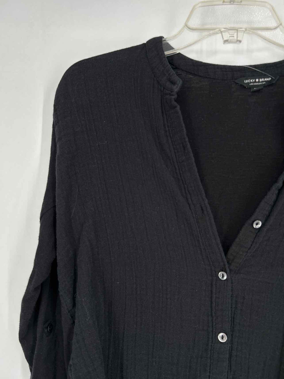 Lucky Brand Size S Black Gauze Long Sleeve