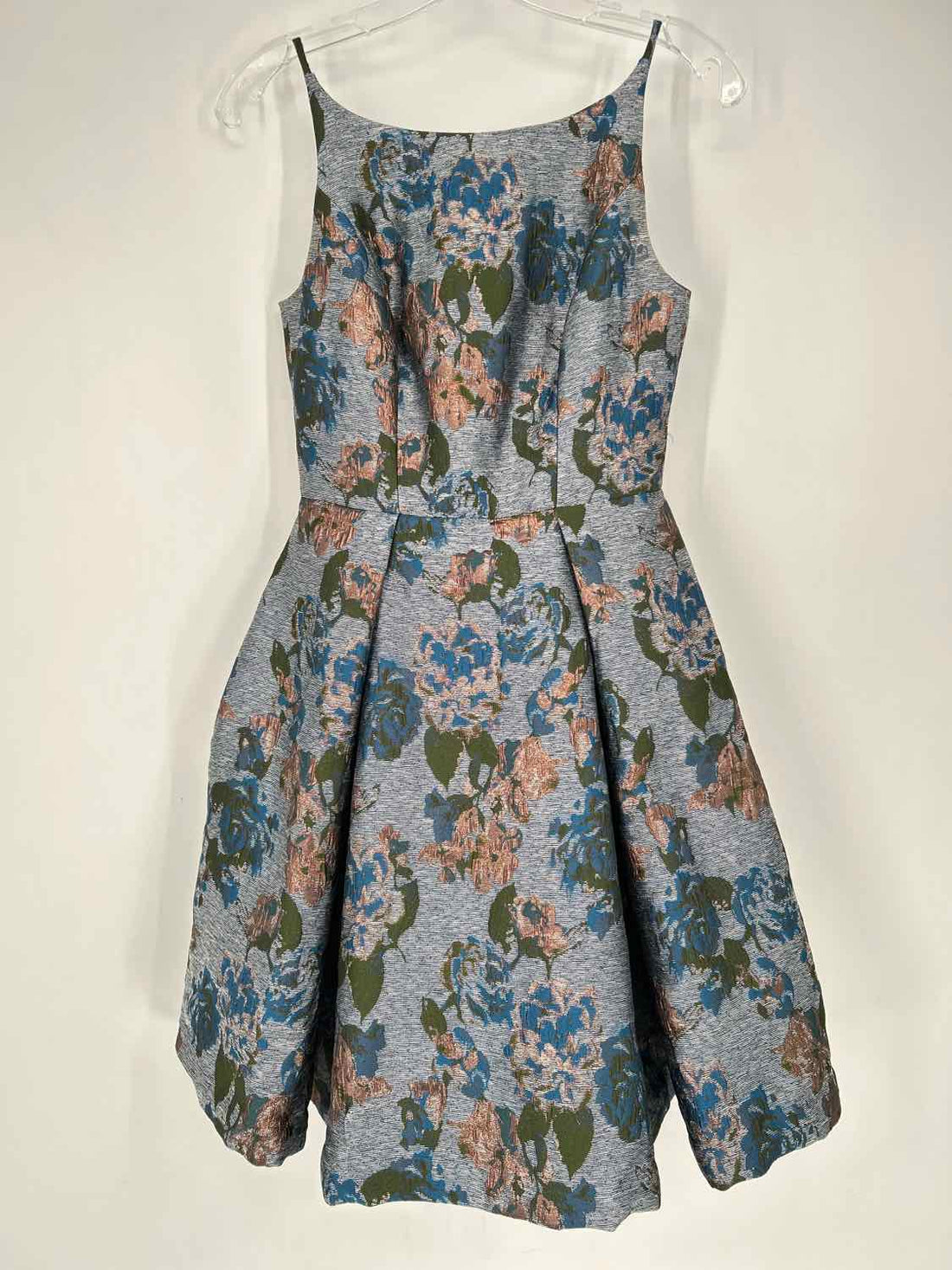 Gal Meets Glam Size 00 Blue Floral Sleeveless Dress