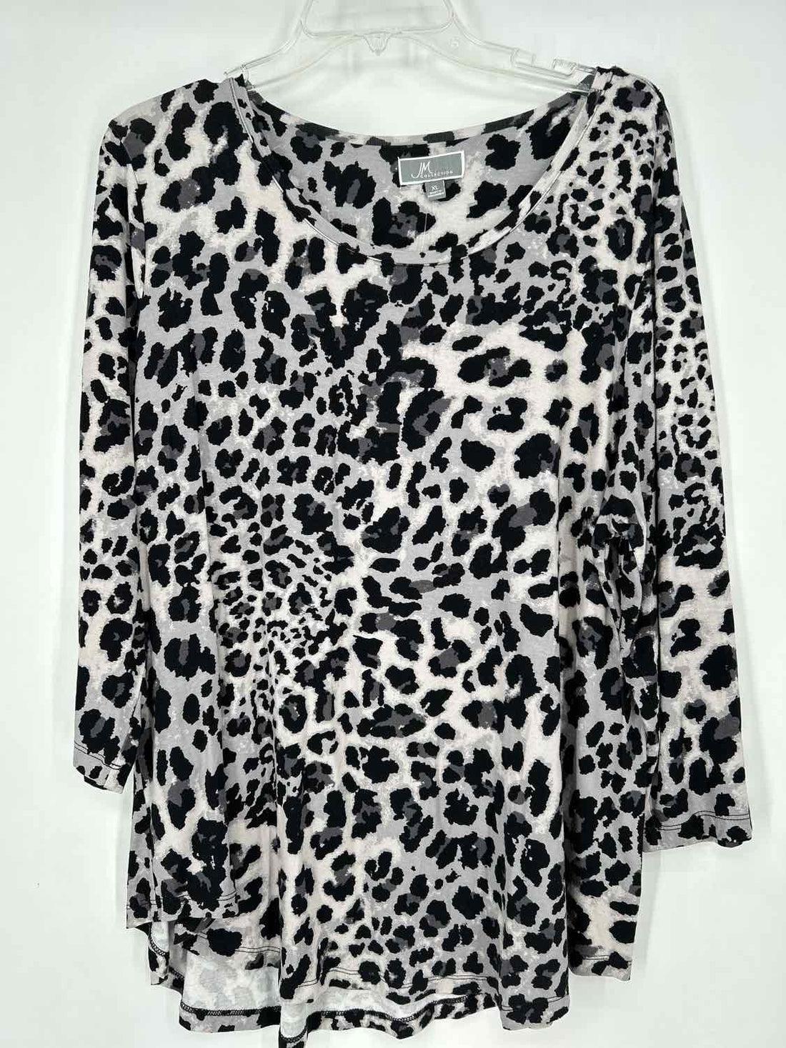 JM Collection Size XL Gray Leopard Long Sleeve