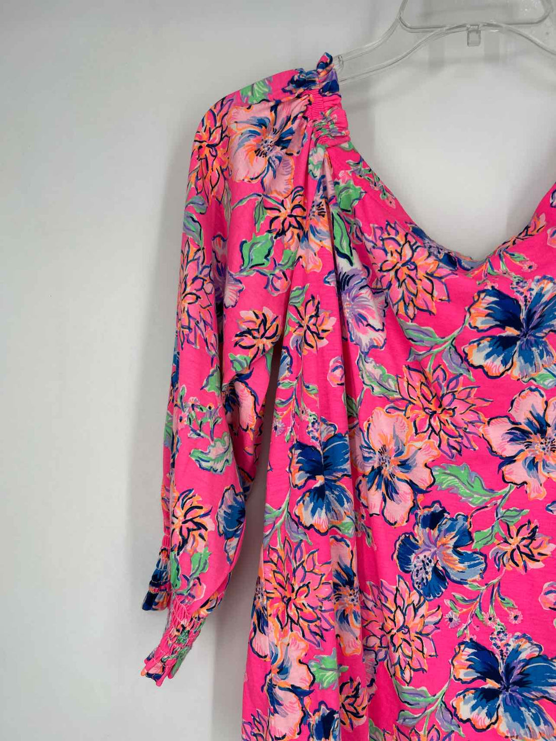 Lilly Pulitzer M Neon Pink Floral Long Sleeve Lilly Pulitzer Top