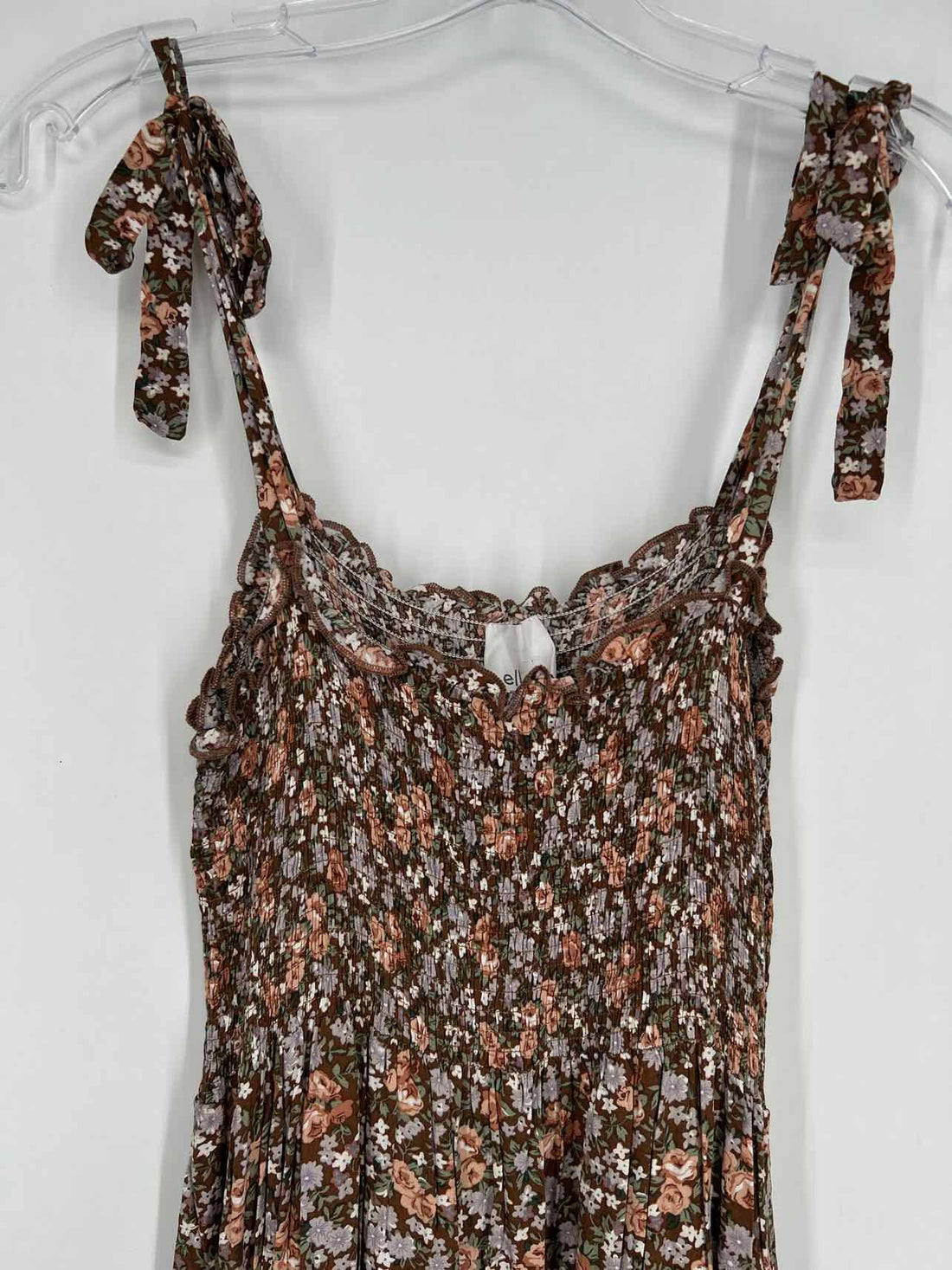 Elloh Size L Brown Floral Sleeveless Dress