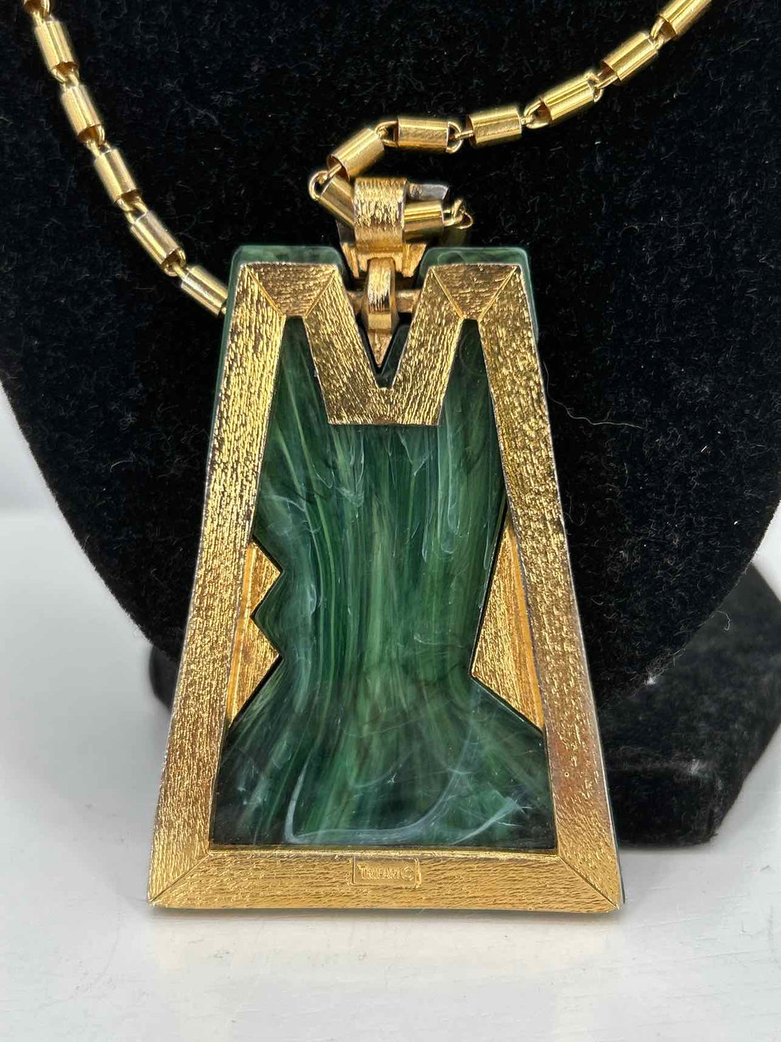 MDVII Gold Tone Green Necklace