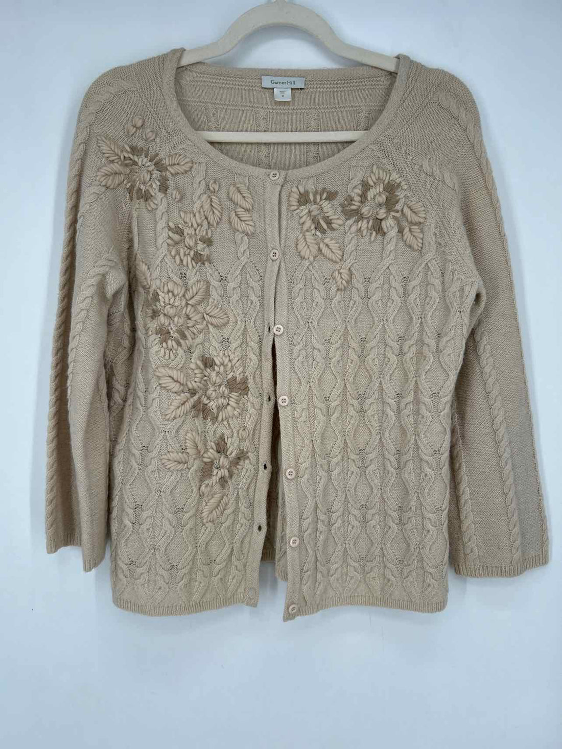 Garnet Hill Size M Beige Wool Cardigan