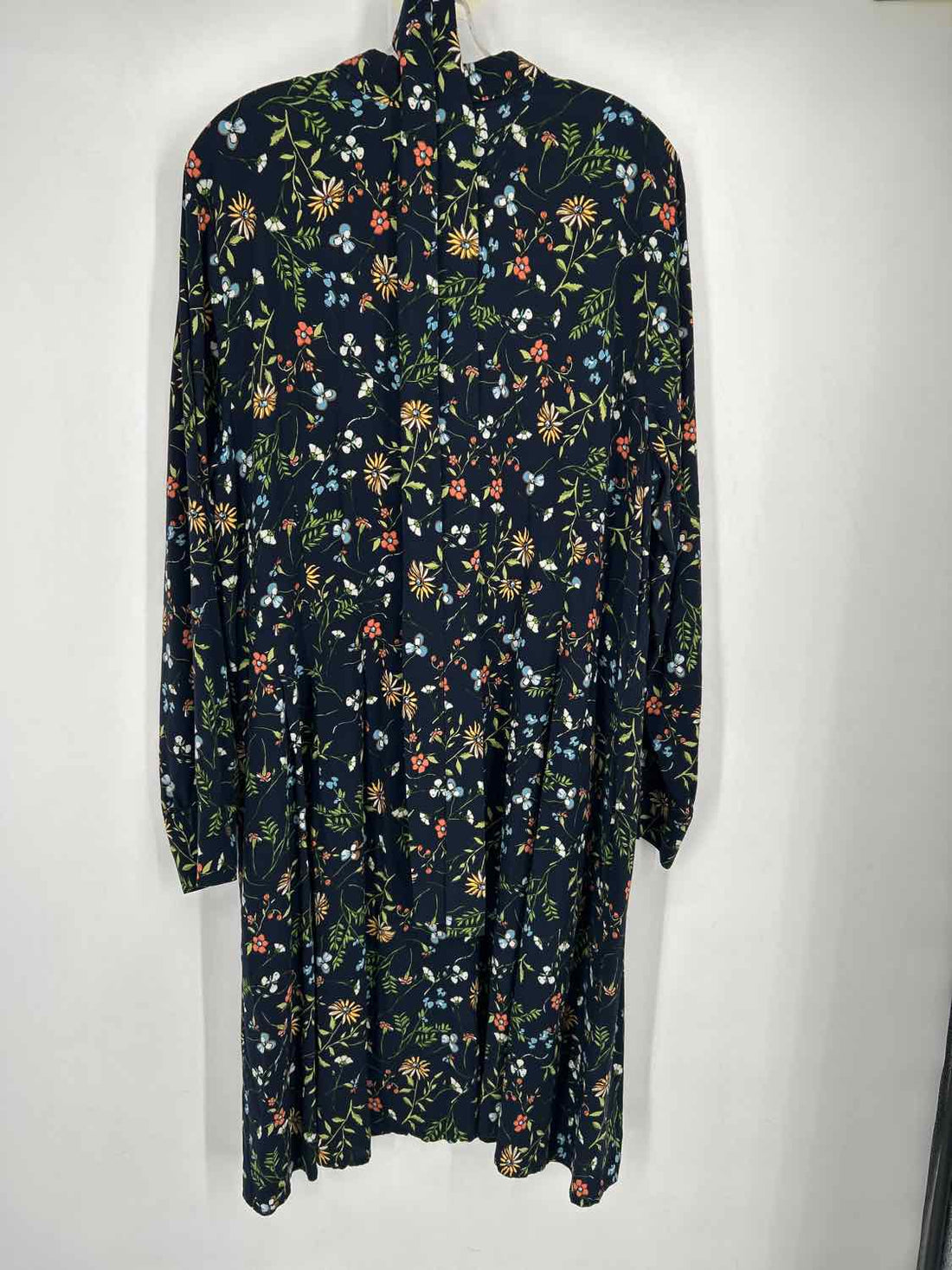 J Jill Size XL Navy Print Long Sleeve Dress