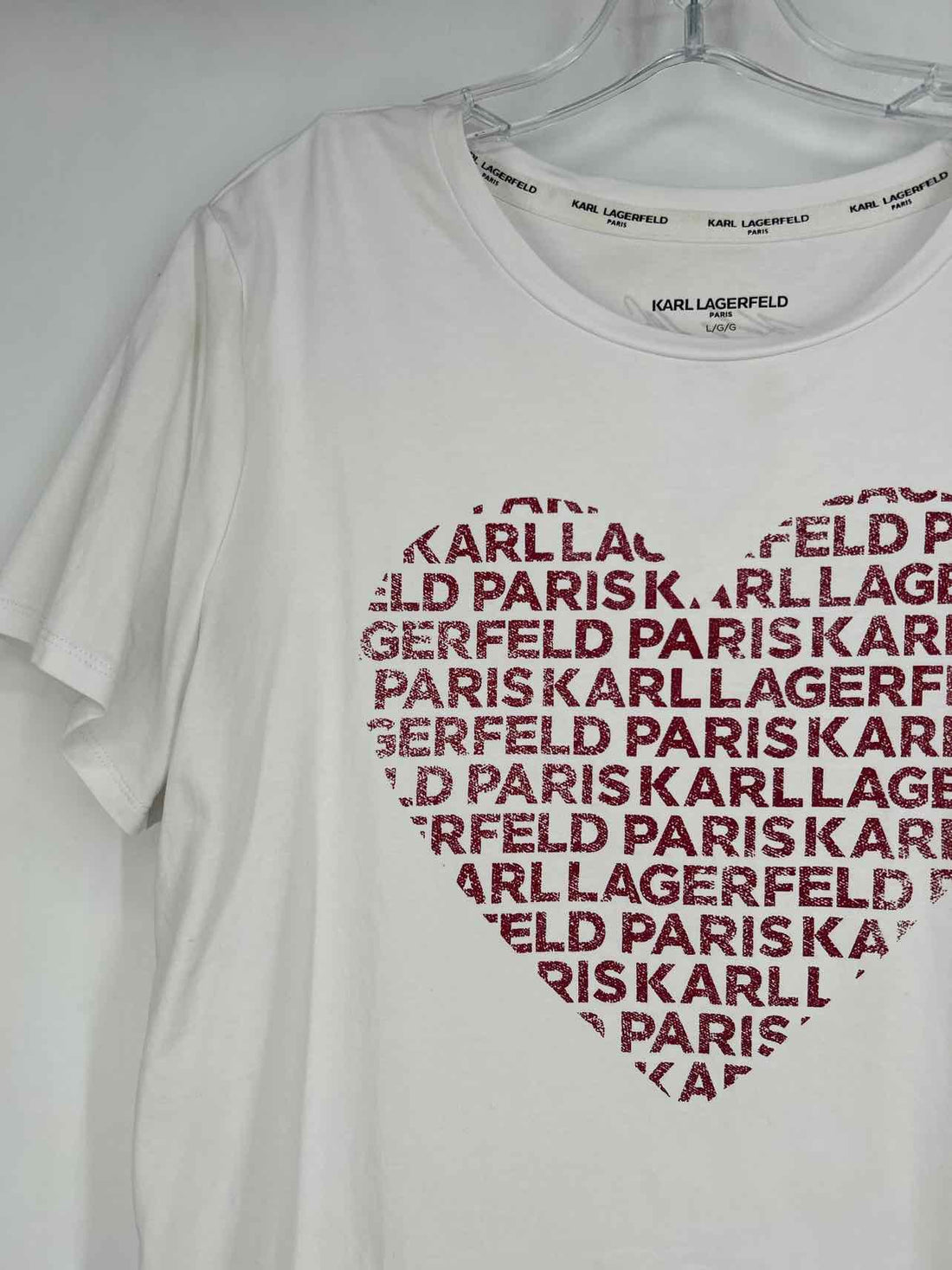 Karl Lagerfeld Size L White Short Sleeve