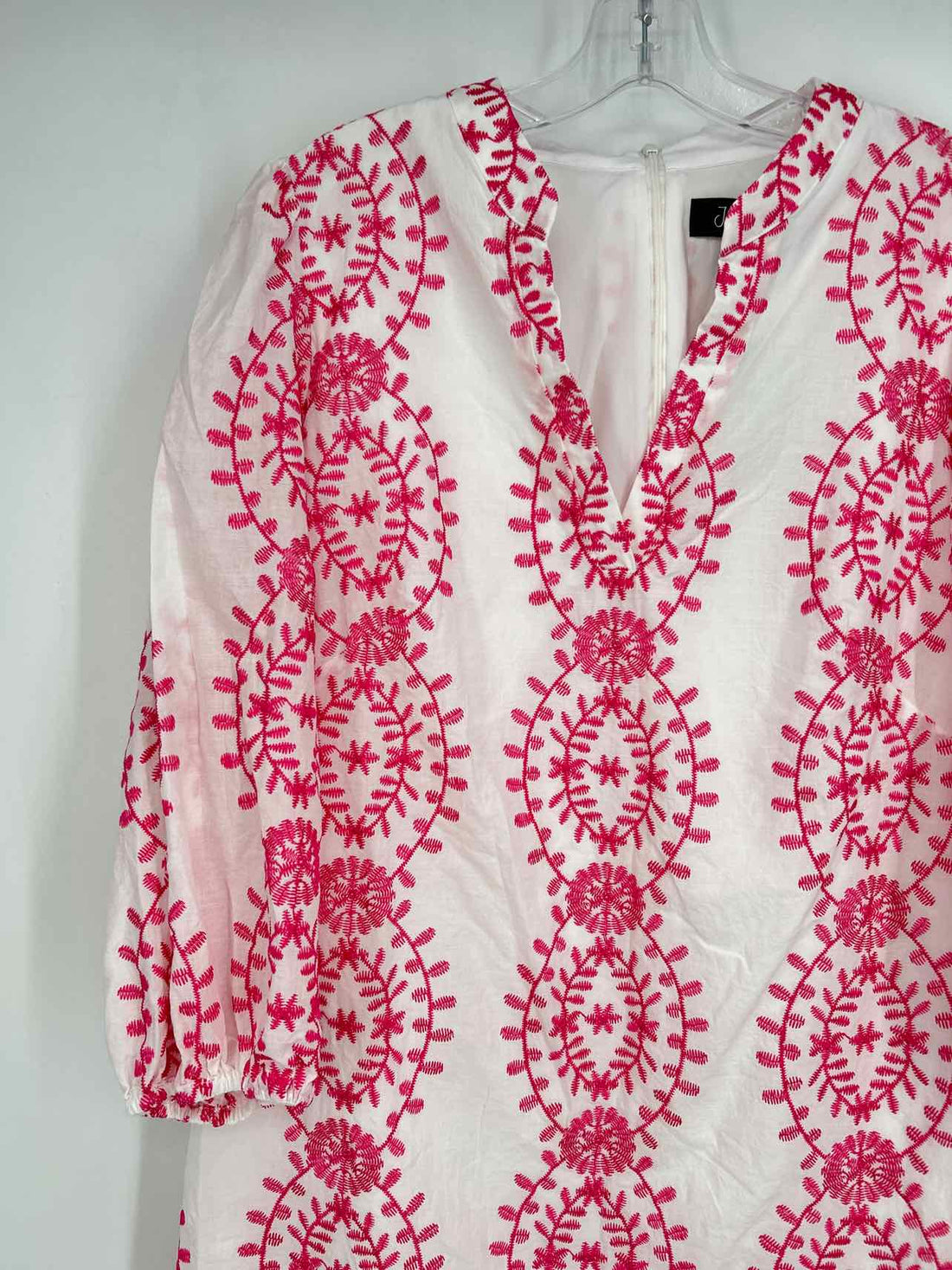 Jessica Howard Size 16 White & Hot Pink Embroidered Dress