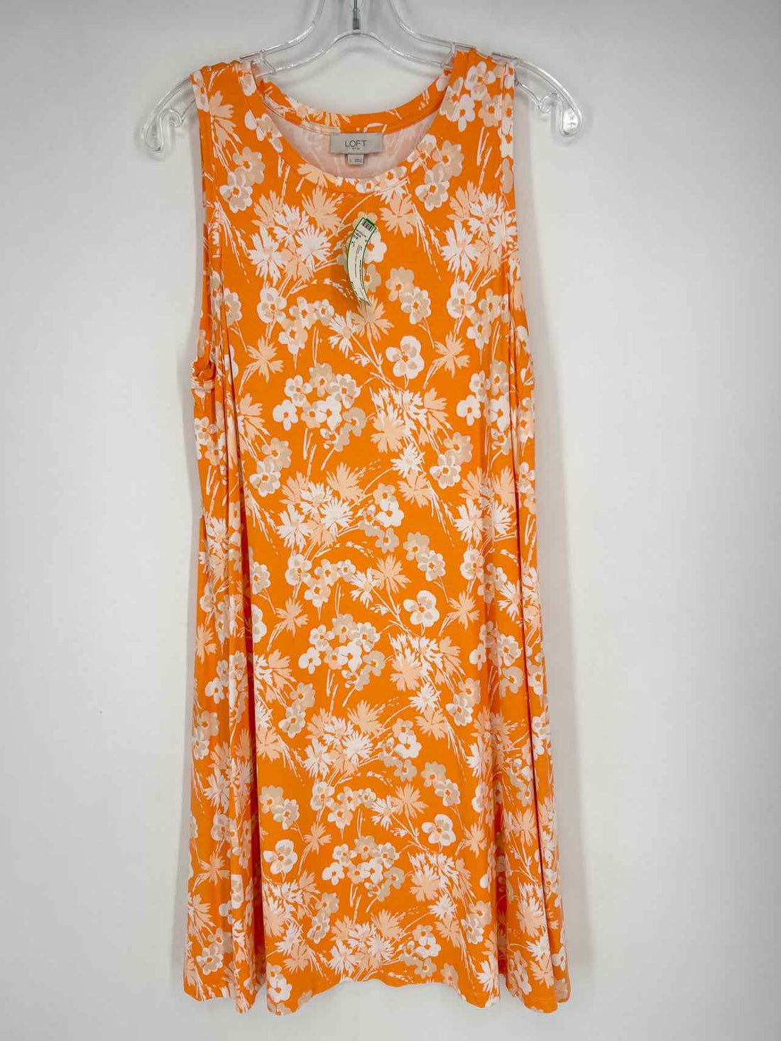 Loft Size L Orange Print Sleeveless Dress
