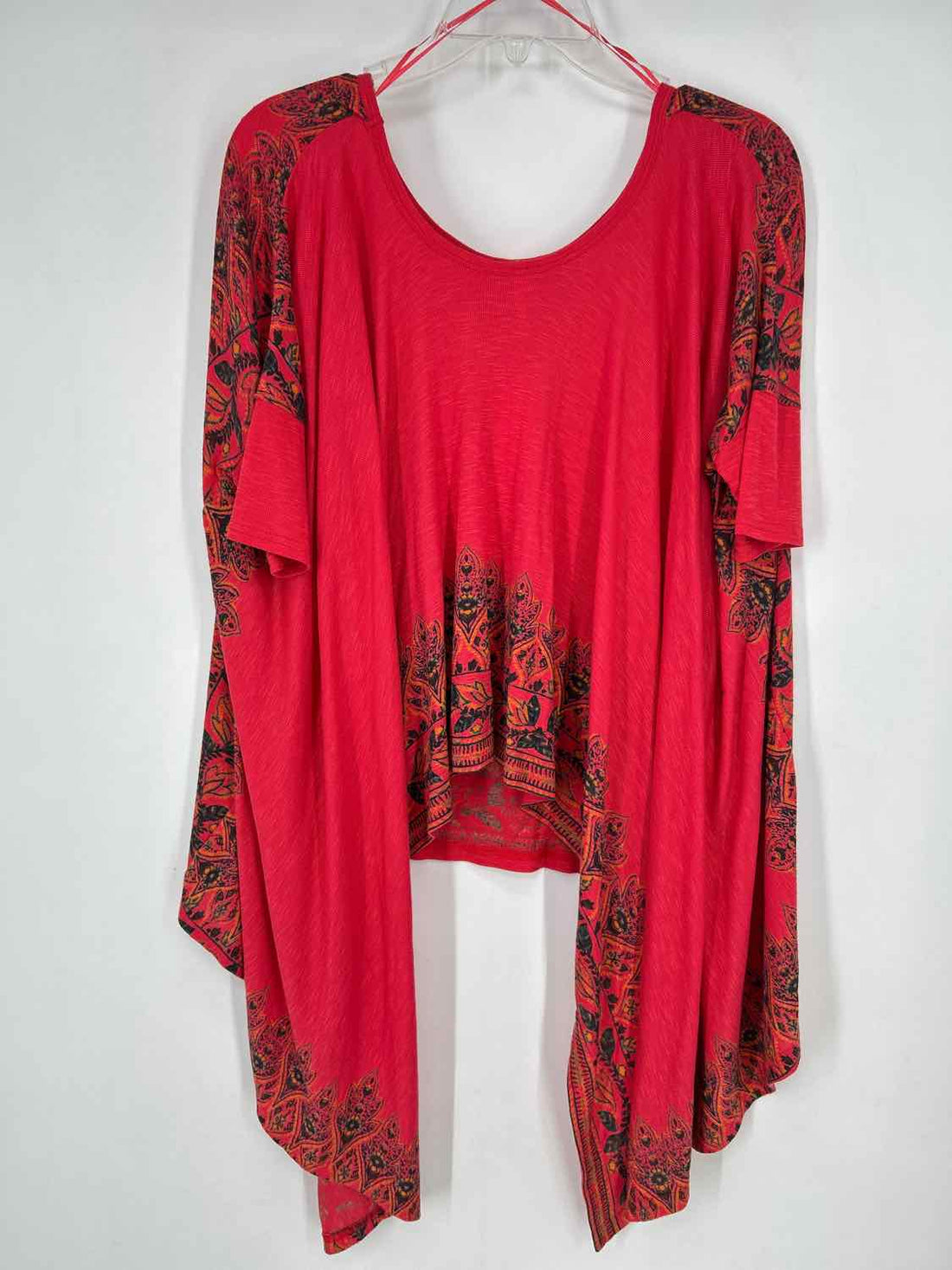 Free People Size XS Red Print Short Sleeve