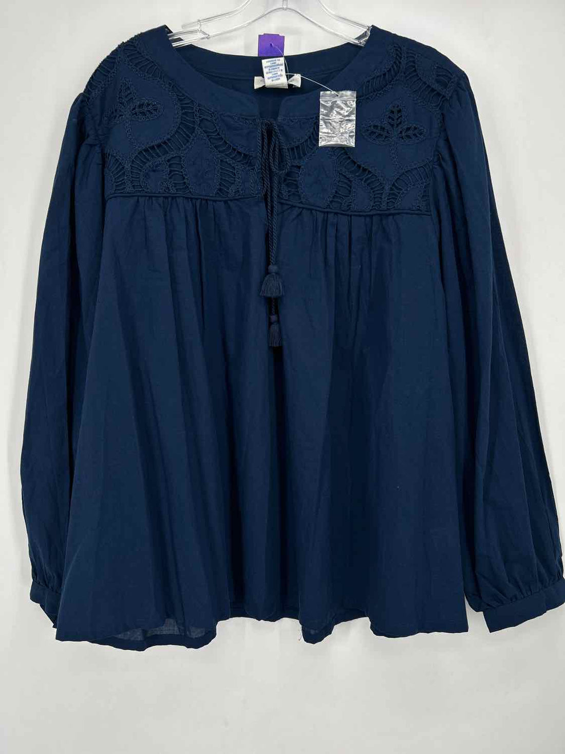 Calypso St Barth Size 3X Navy Long Sleeve Top/Blouse
