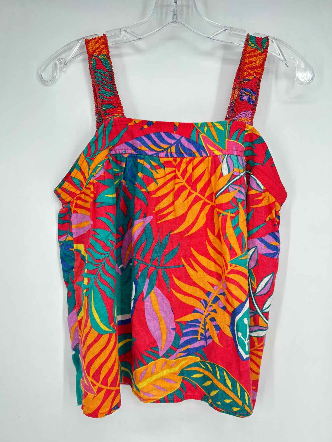 C&C California Size M Red Print Linen Tank Top