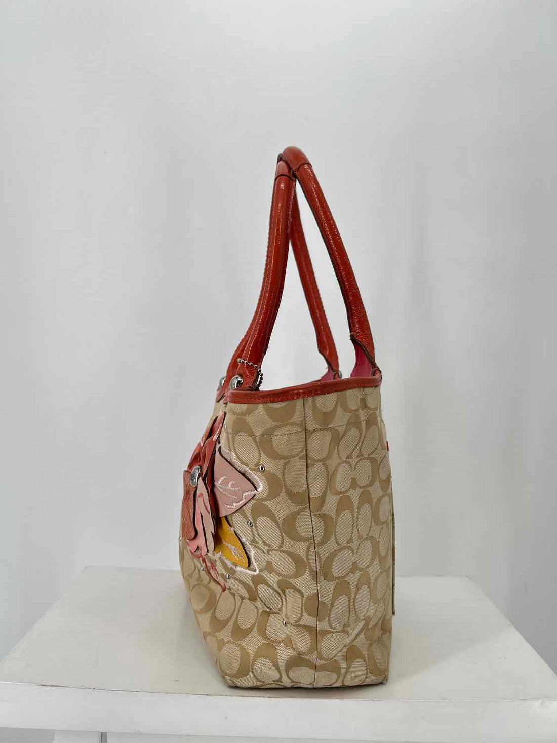 Coach Beige & Pink Canvas Tote