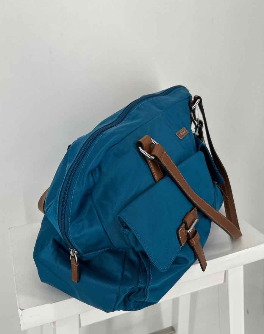 Tumi Blue & Brown Nylon/Leather NWT Tote