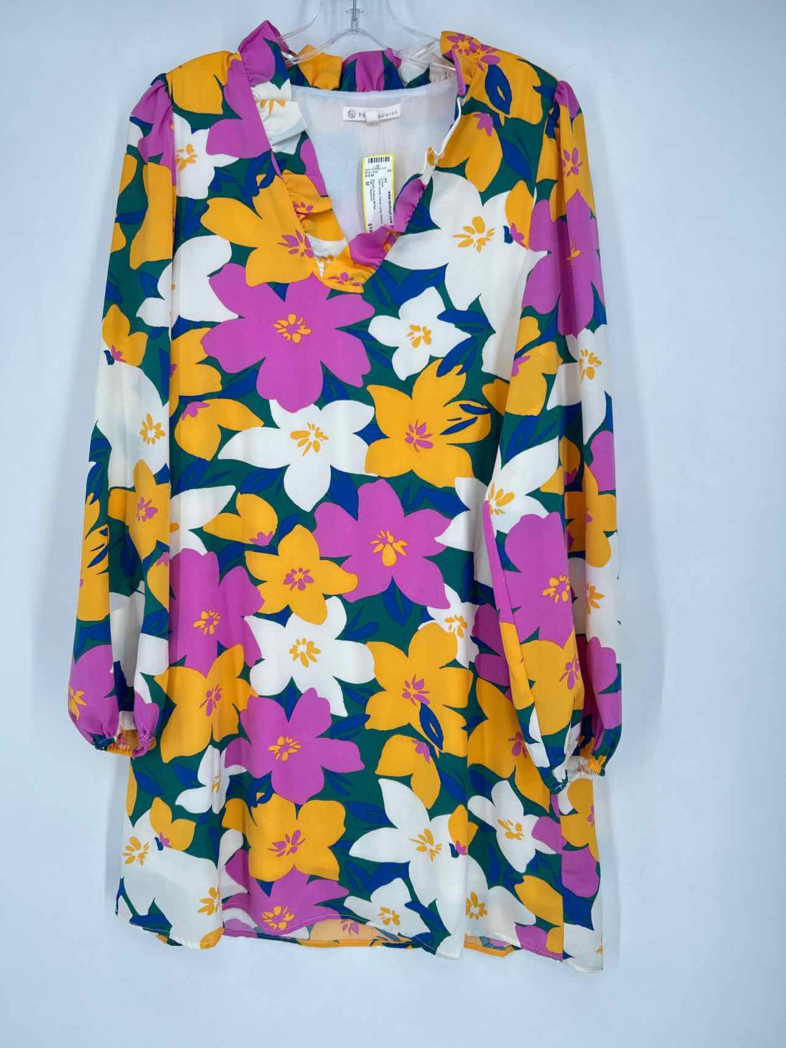 FSL + Apparel Size M Dark Green Floral Long Sleeve Dress