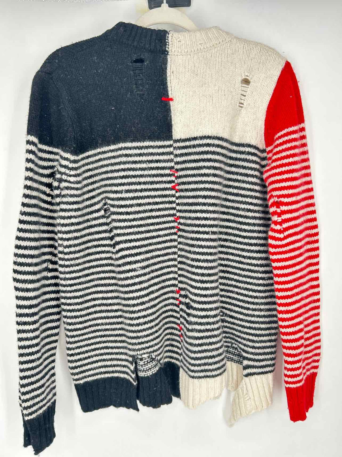 Charles Jeffrey Loverboy Size XS Black & White Striped Distressed Sweater