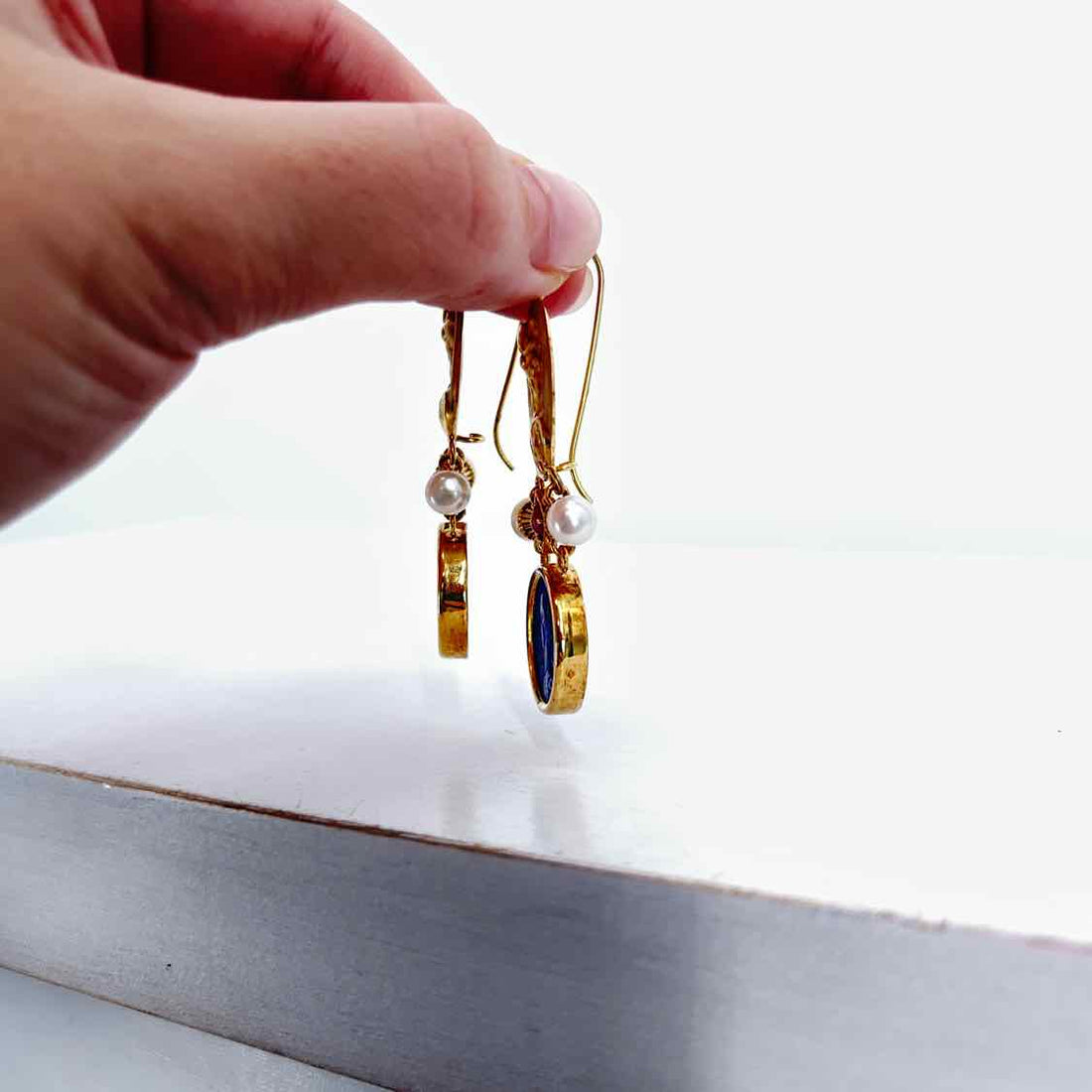 Tagliamonte Sterling Silver Lapis Gold Earrings