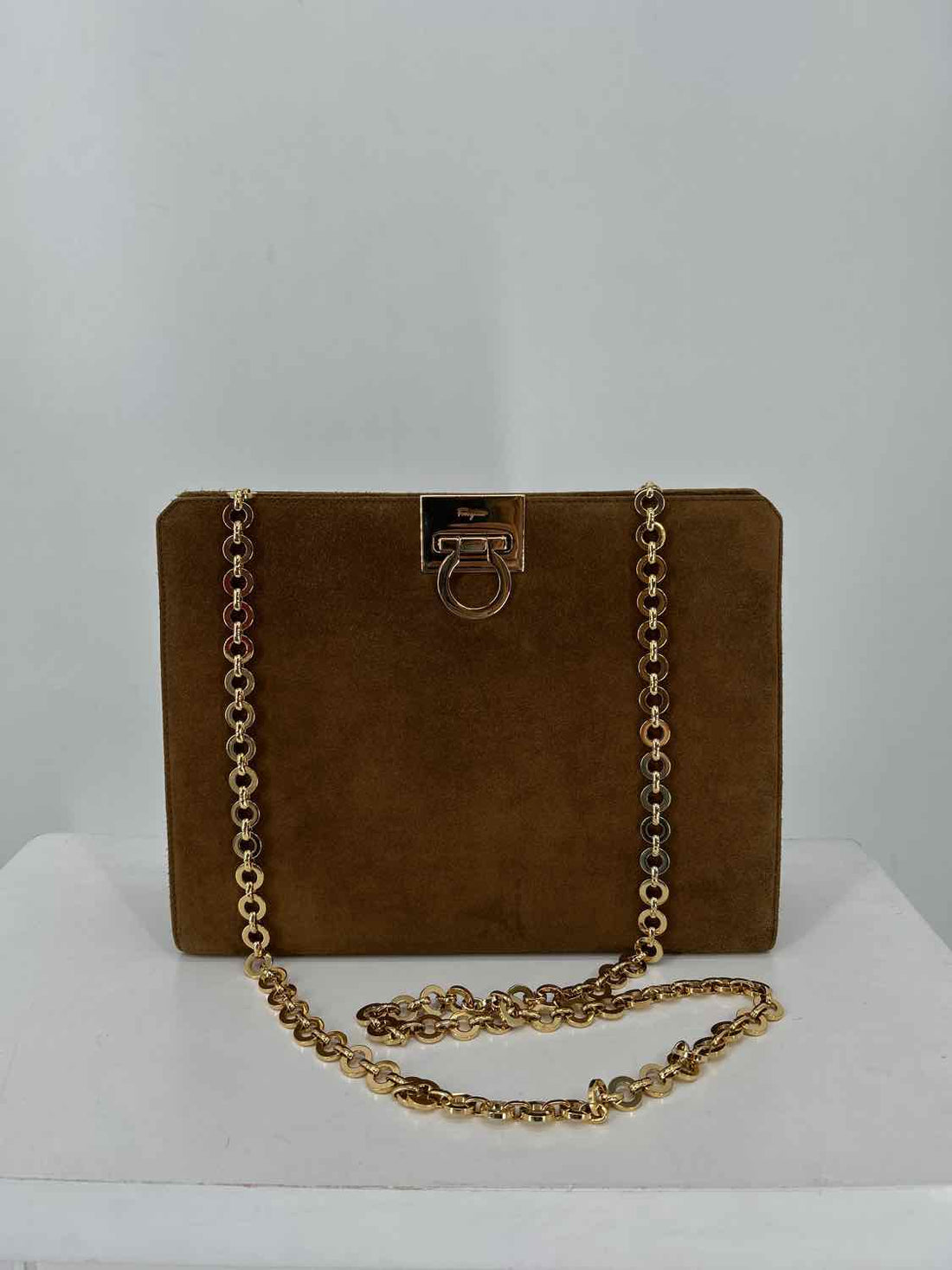 Salvatore Ferragamo Brown Genuine Suede Shoulder