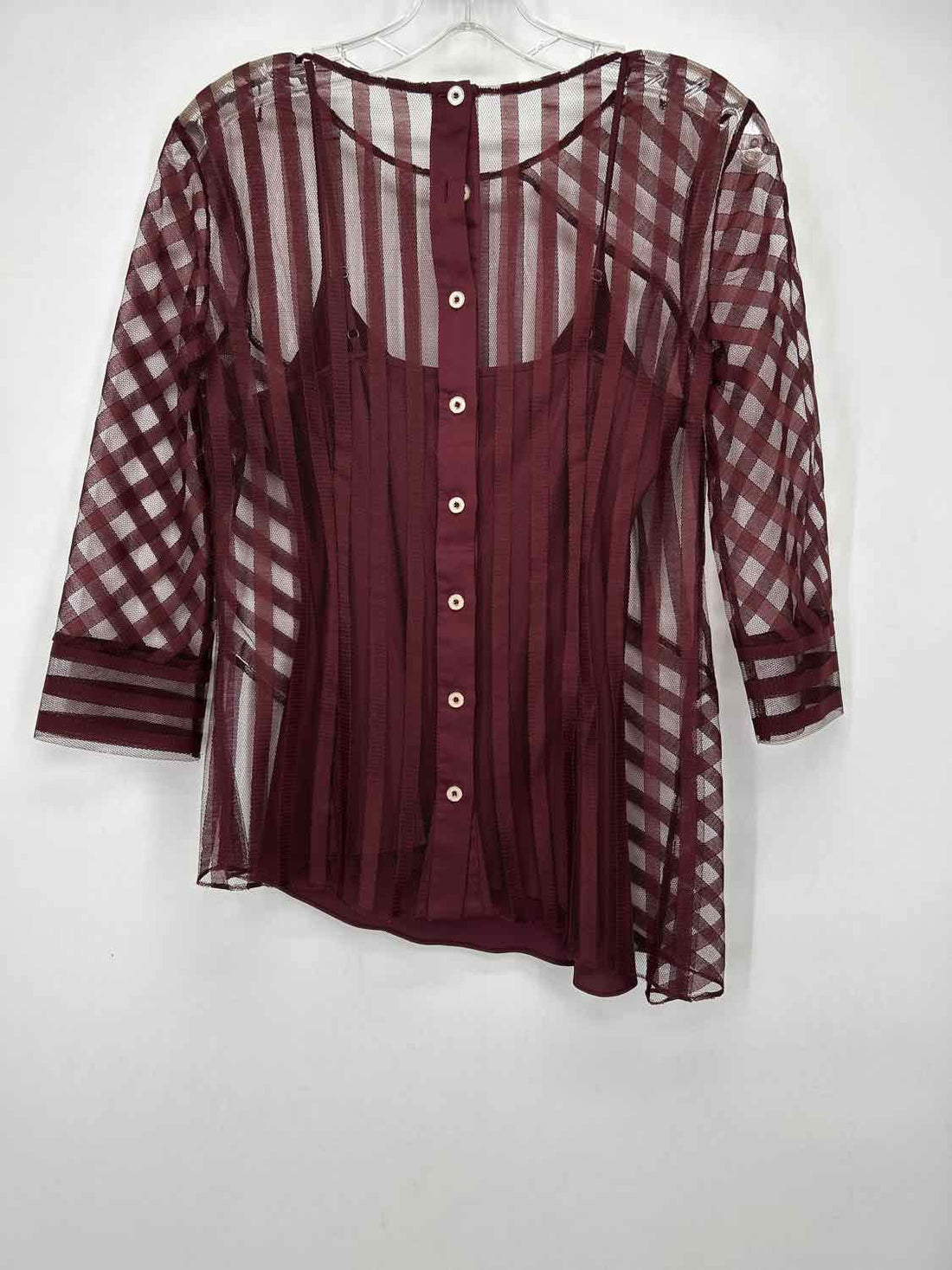 Antonio Melani Size XS Burgandy Mesh Long Sleeve