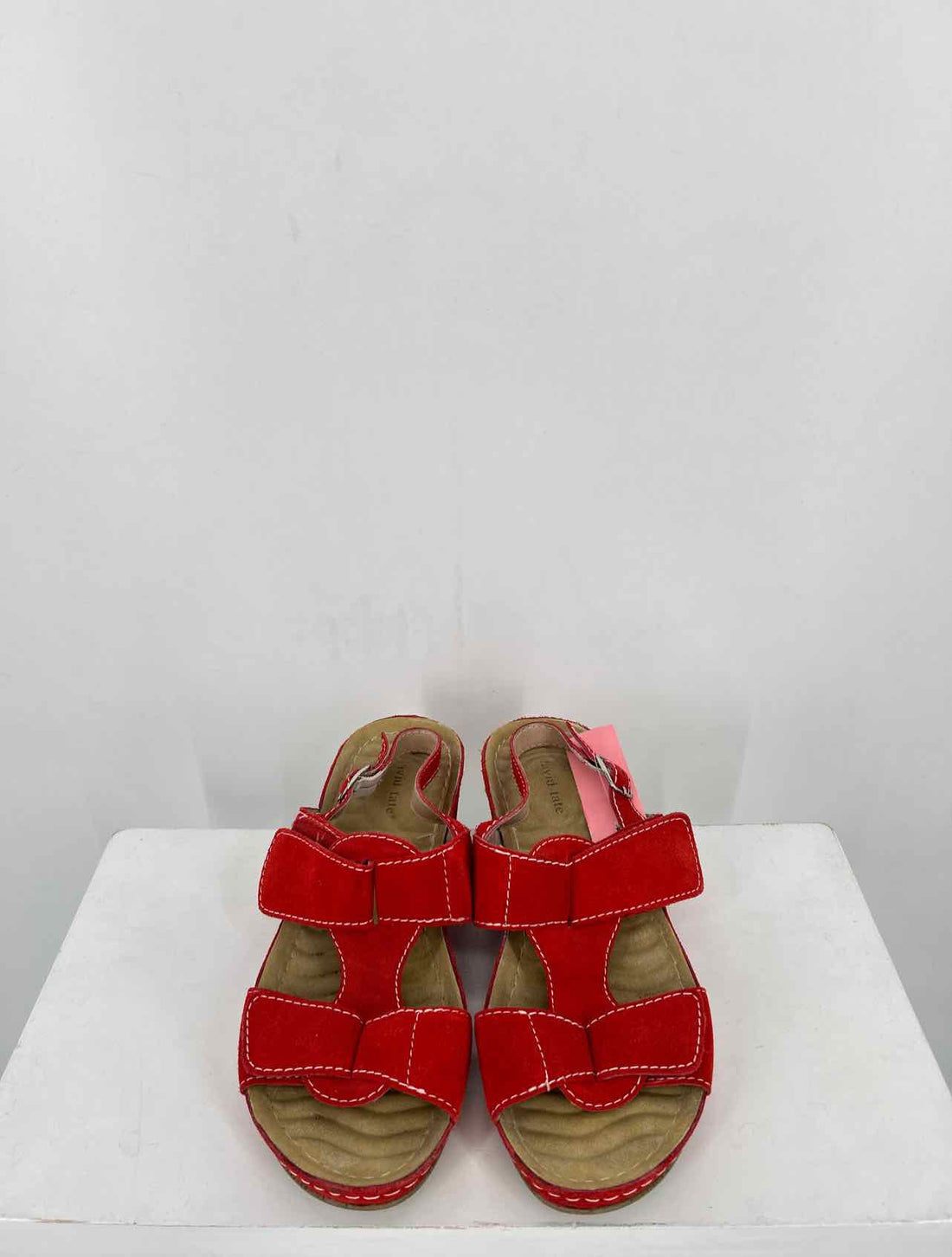 David Tate Women Size 9WW Red Genuine Suede Sandals