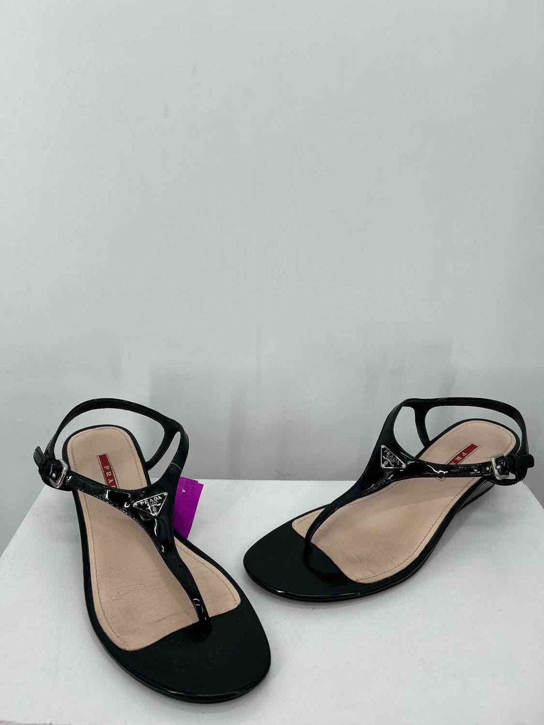 Prada Size 40 Patent Leather Black LUXURY