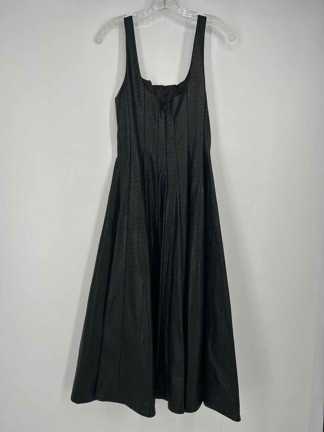 Avec Les Filles Size S Black Faux Croc Embossed Leather Sleeveless Dress