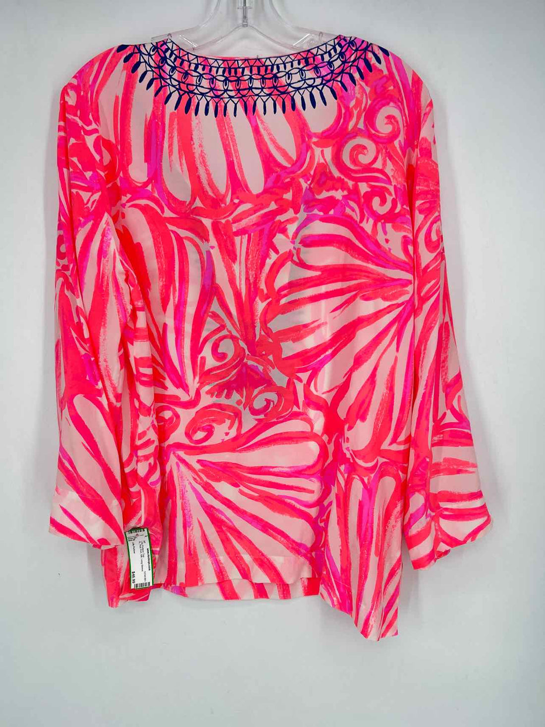 Lilly Pulitzer XL Pink Print Silk Long Sleeve Lilly Pulitzer Top