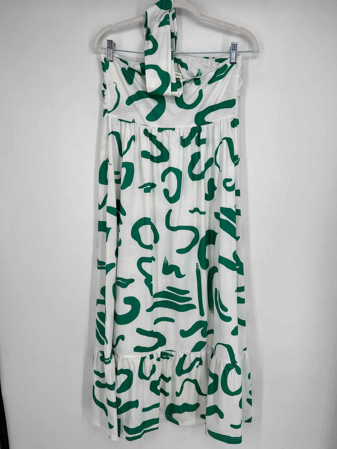 Grace Karin Size S White & Green One Shoulder Dress