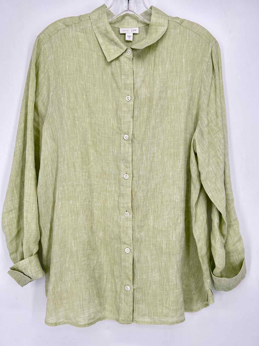 J Jill Love Linen Size S Light Green Linen 100% Long Sleeve