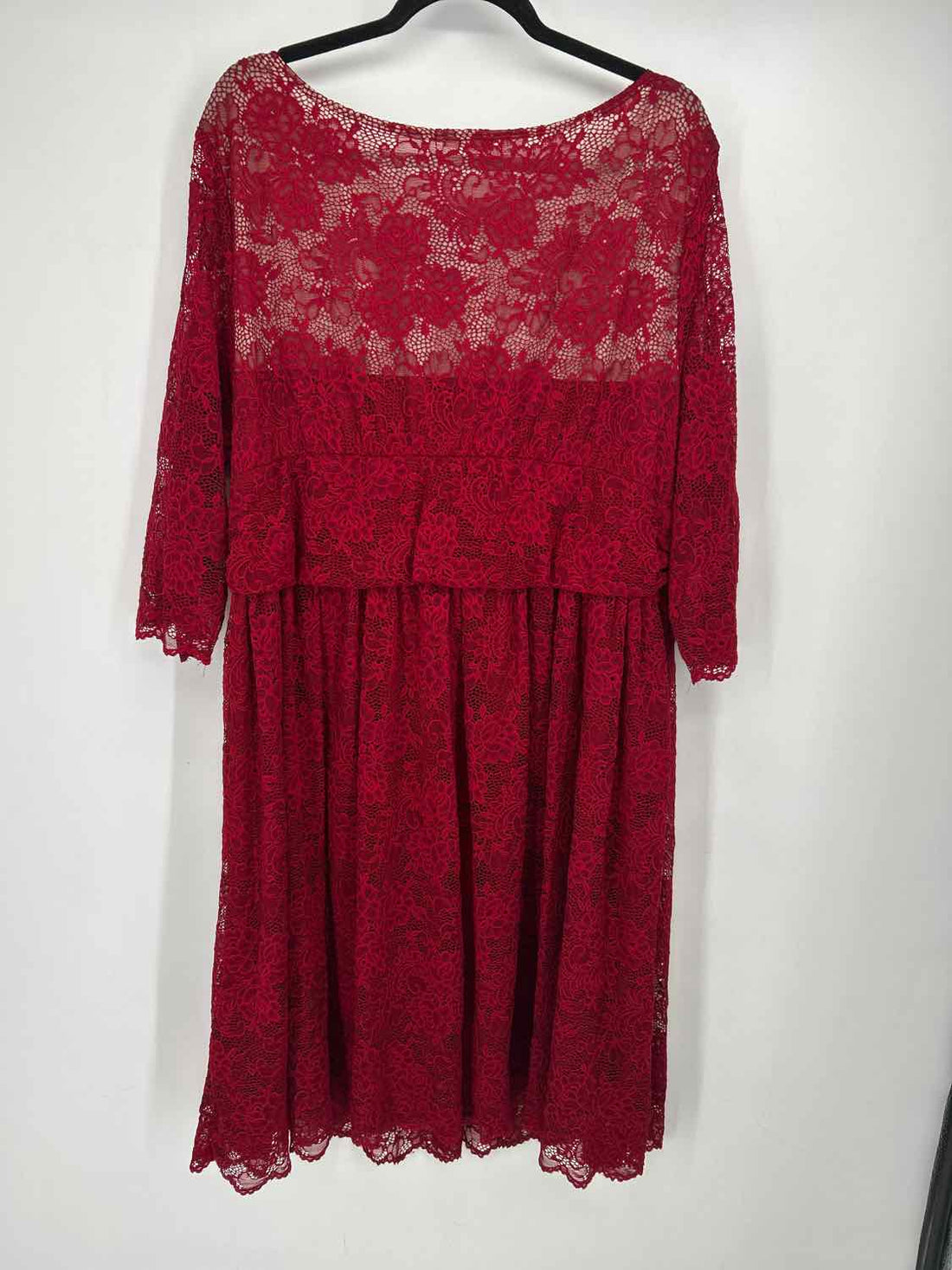 Kiyonna Size 3X Dark Red Lace Long Sleeve Dress