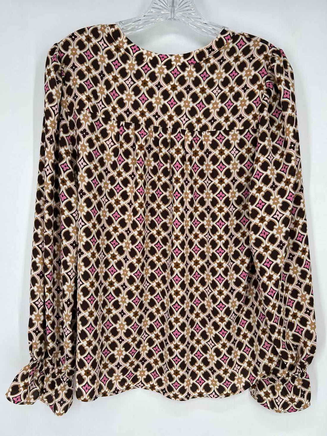 Loft Size M Brown & White Print Long Sleeve