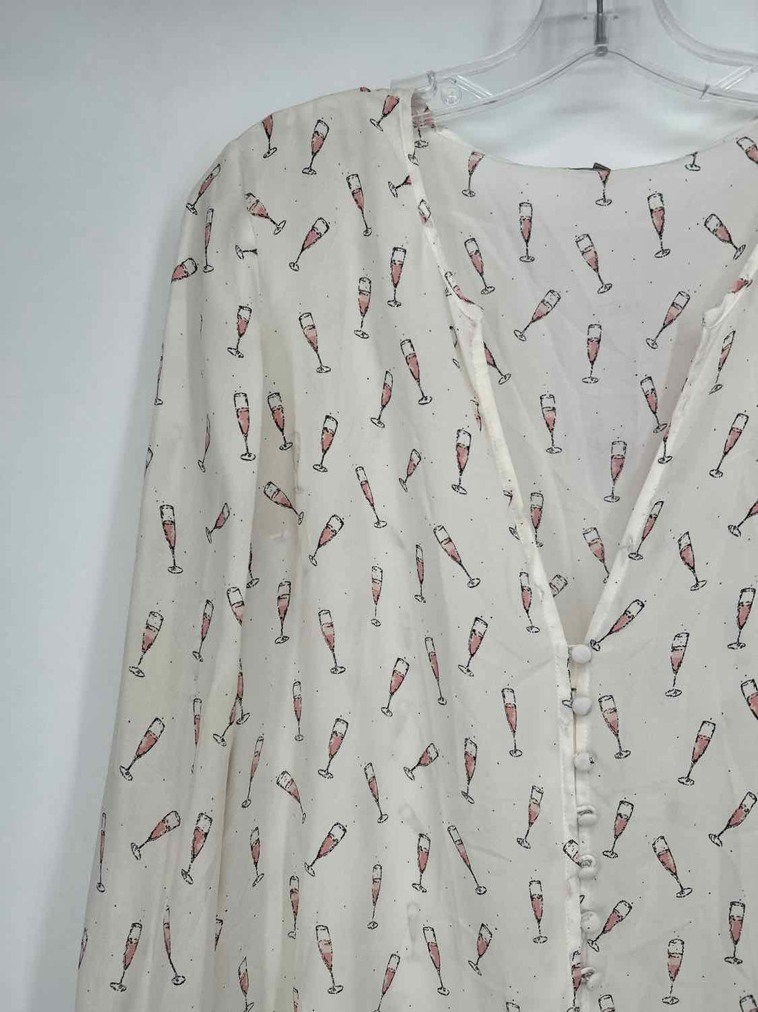 Joie S White Print Silk Long Sleeve Holiday