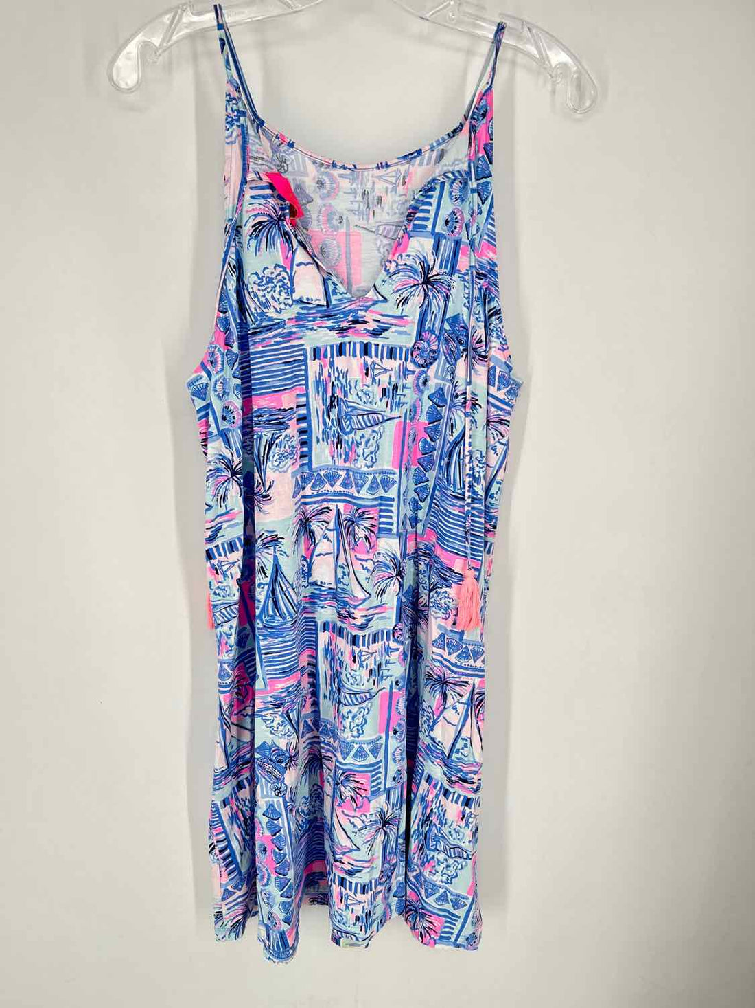 Lilly Pulitzer L Blue White & Pink Print Sleeveless Lilly Pulitzer Dress